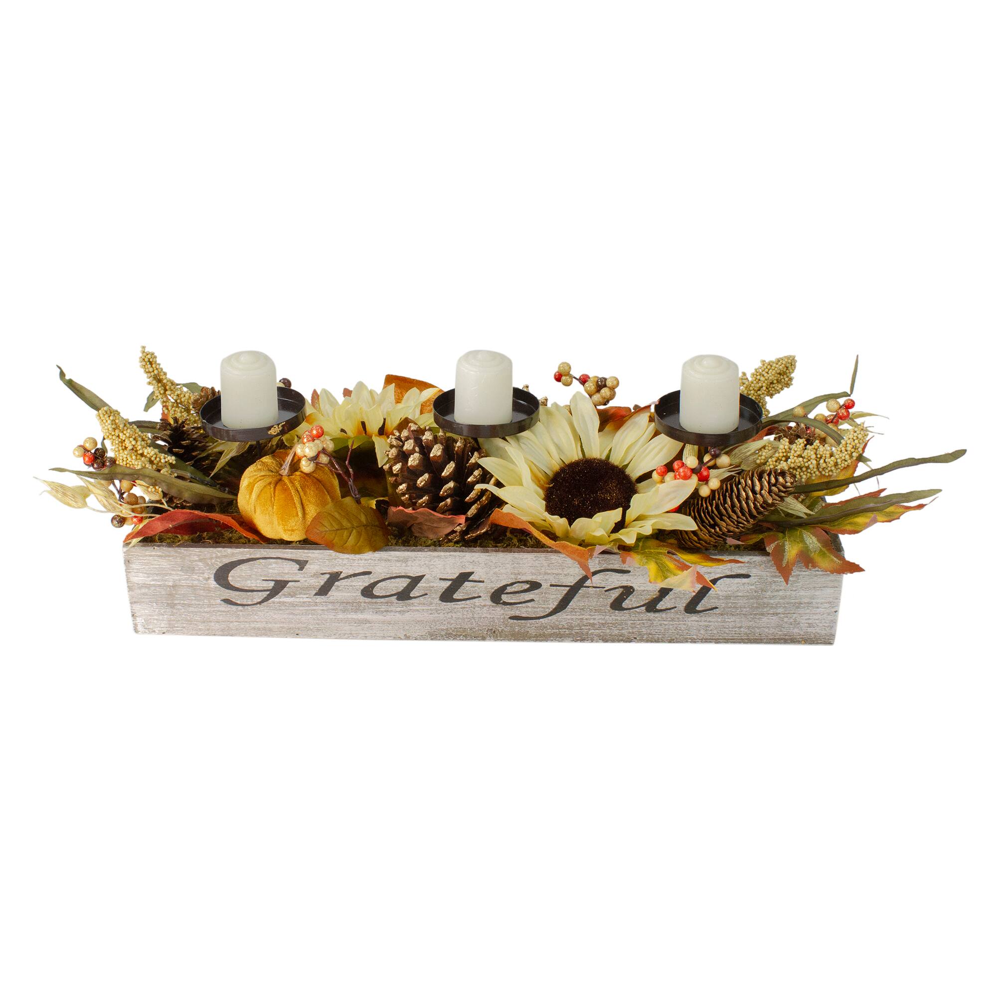 2.5ft. Autumn Harvest Sunflower 3-Piece Candle Holder