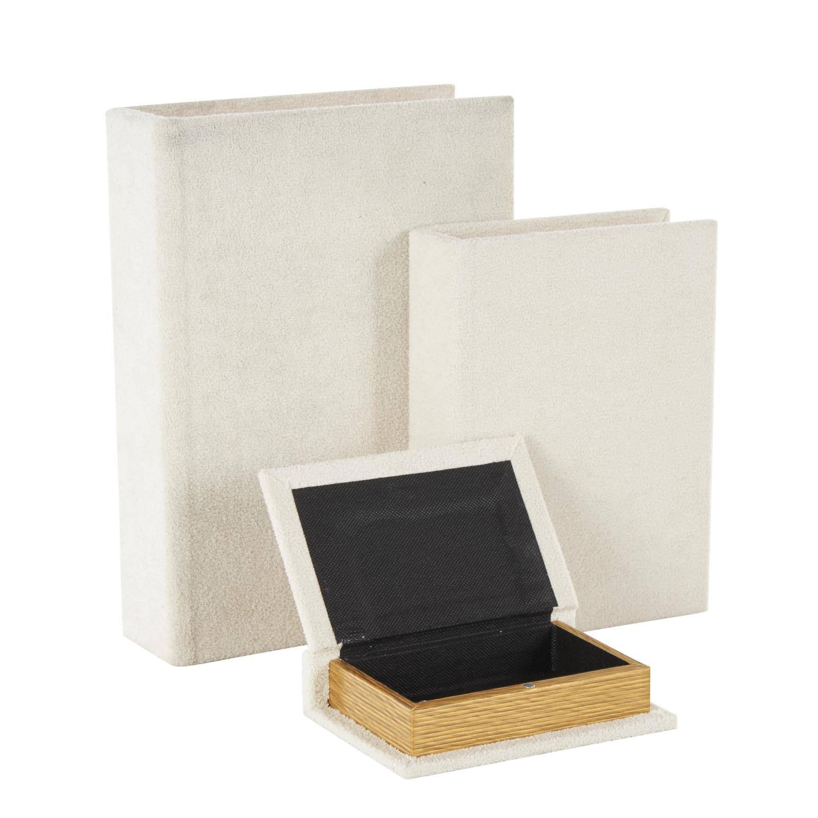 Velvet Textured Decorative Book Box with Gold Page Detailing