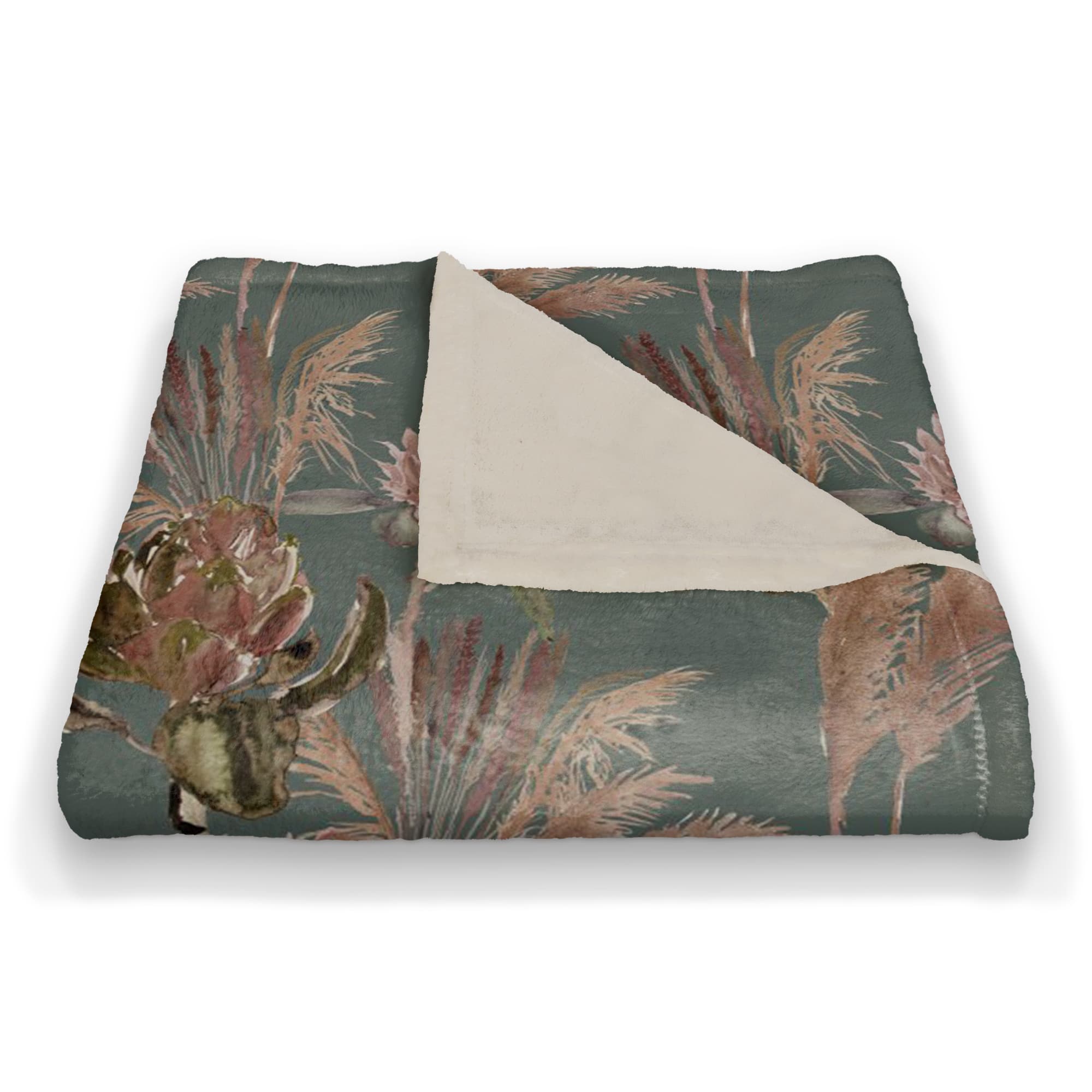 Protea Blooms Coral Fleece Blanket