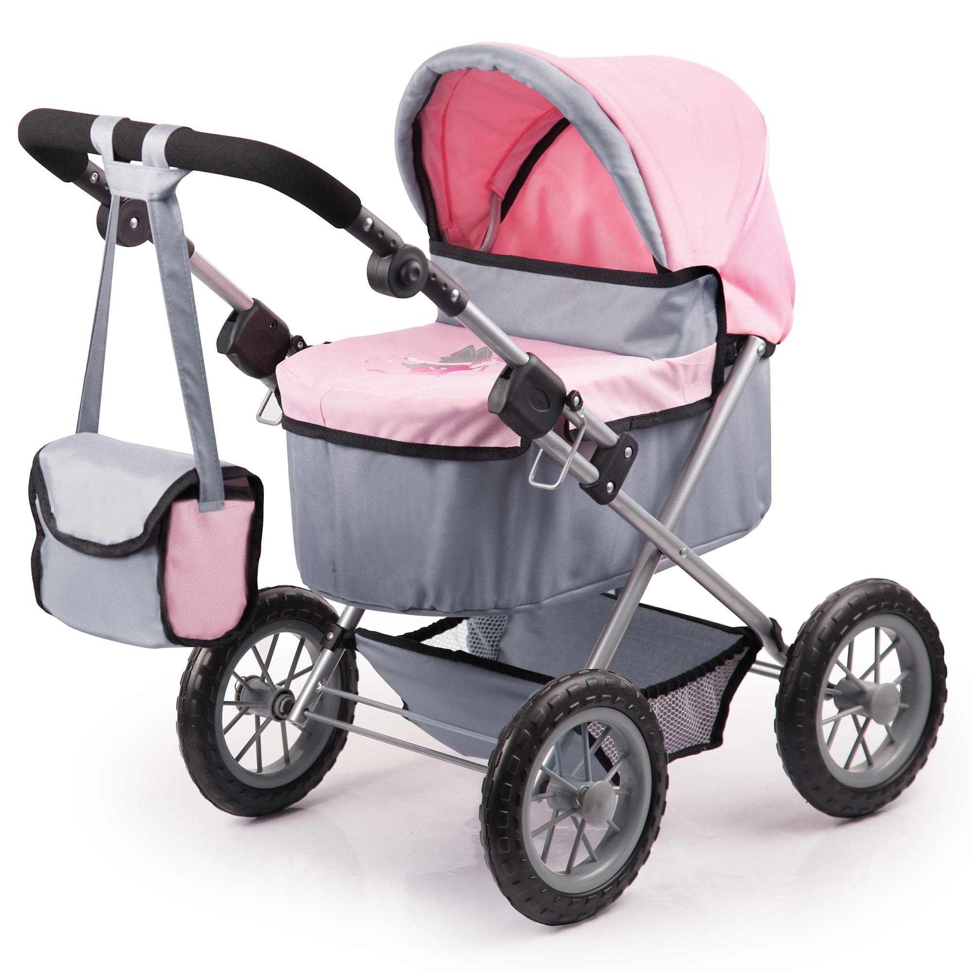 Bayer Design Trendy Pink & Gray Fairy Pram & Travel Bed Set