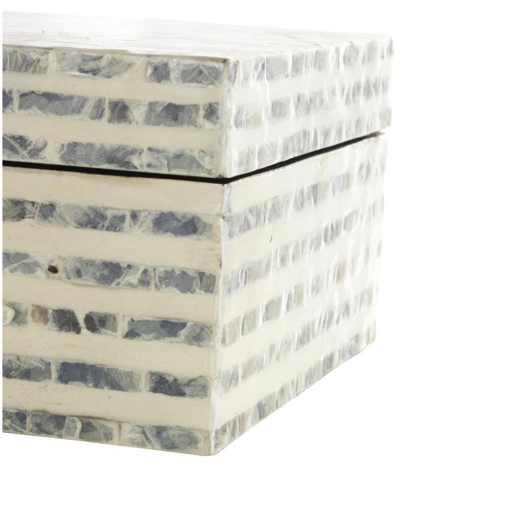 Cream & Gray Geometric Mosaic Mother of Pearl Handmade Storage Box Set