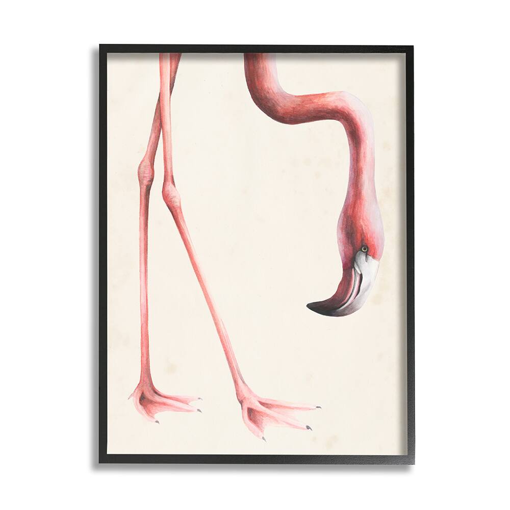 Stupell Industries Pink Flamingo Bending Feet Beak Detail Framed Wall Art