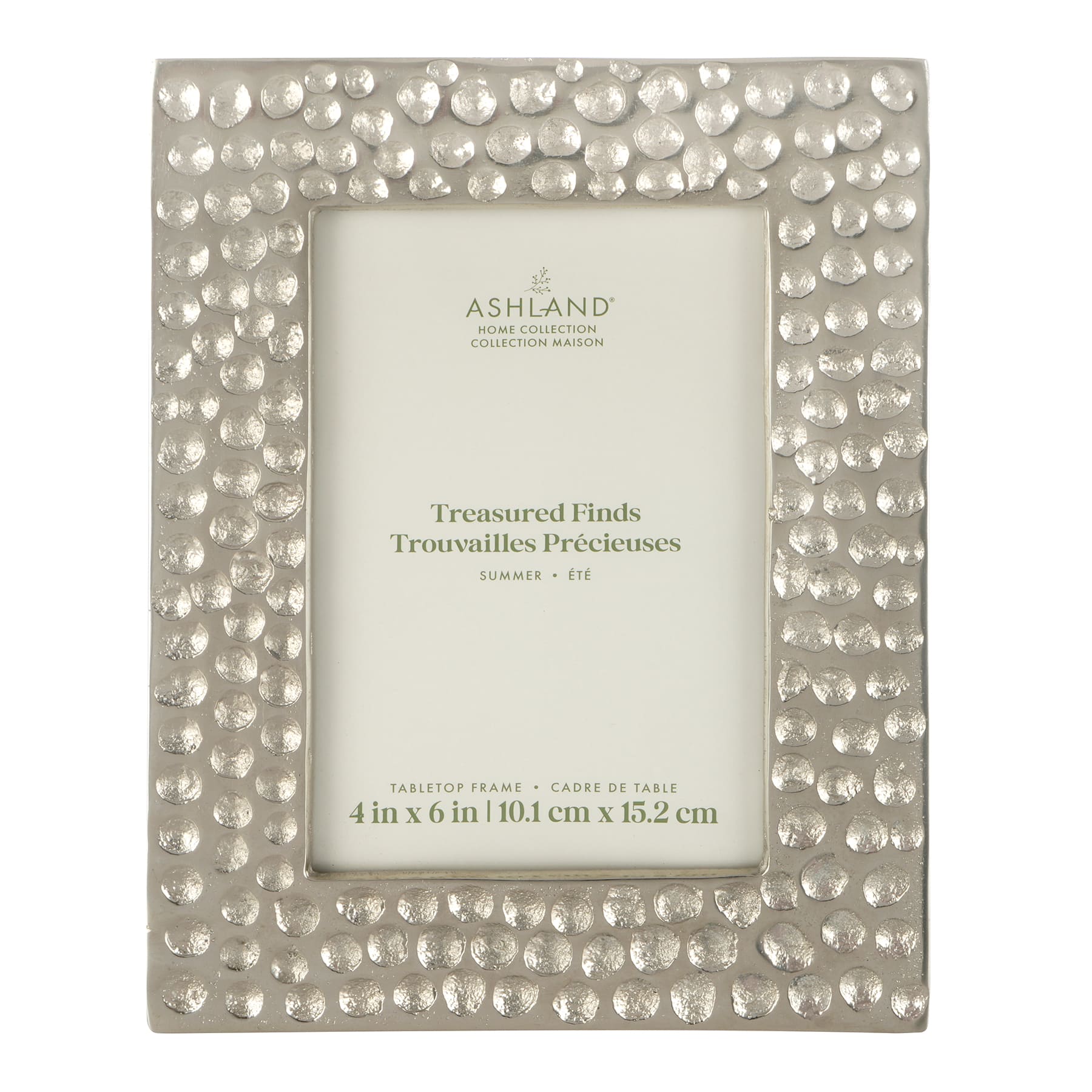 4" x 6" Silver Hammered Metal Tabletop Frame, Treasured Finds by Ashland®