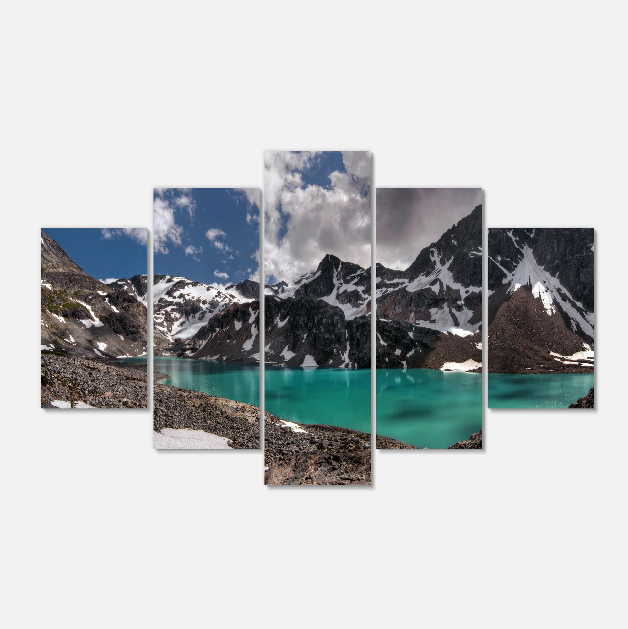 Designart - Distant Mountains and Mountain Lake - Large Landscape Canvas Art Print