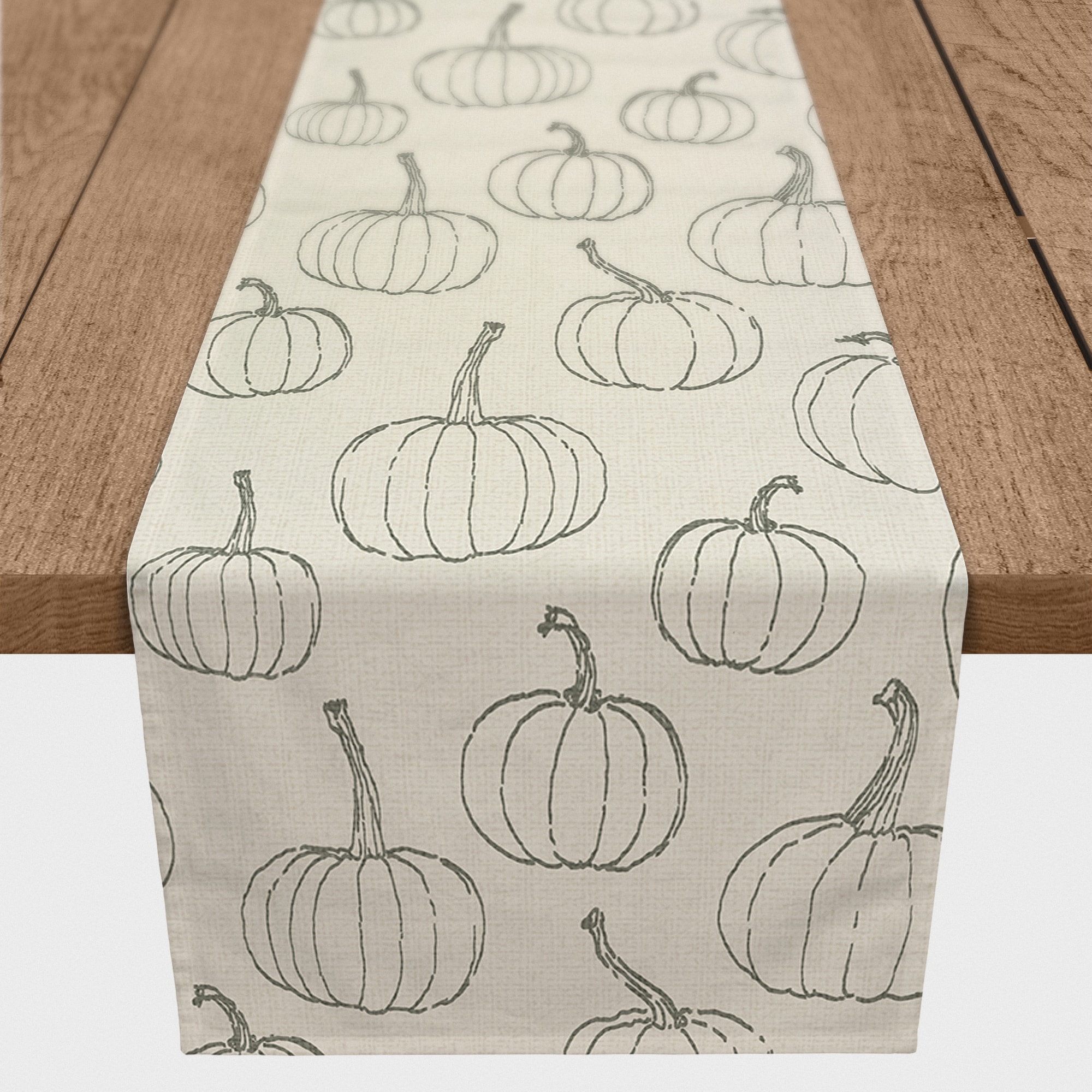 90" White Pumpkin Pattern Cotton Twill Runner