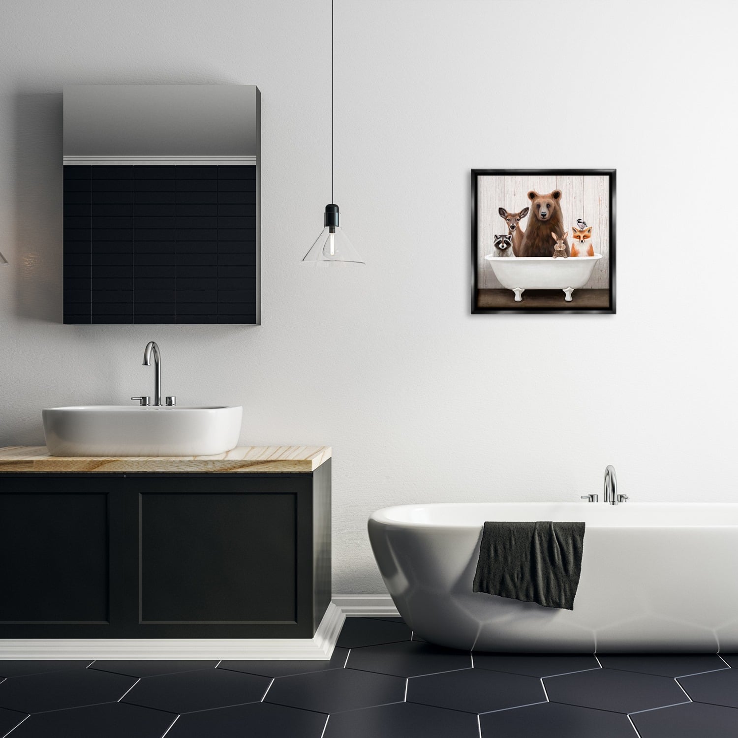 Stupell Industries Woodland Creatures Antique Bathtub Floater Framed Art