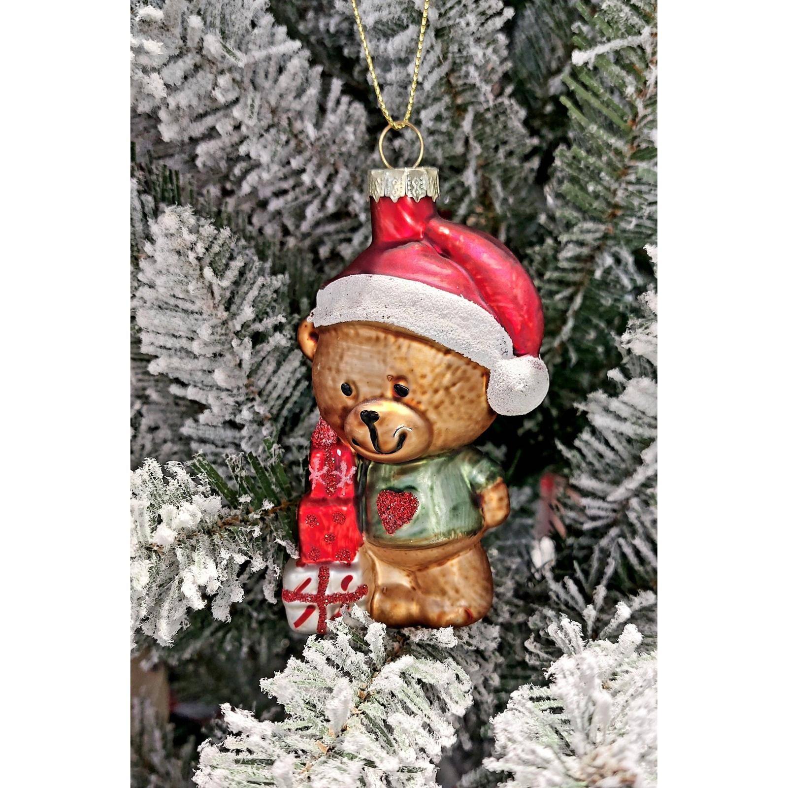 Wizardi 12" Teddy Bear with Gift Glass Ornament