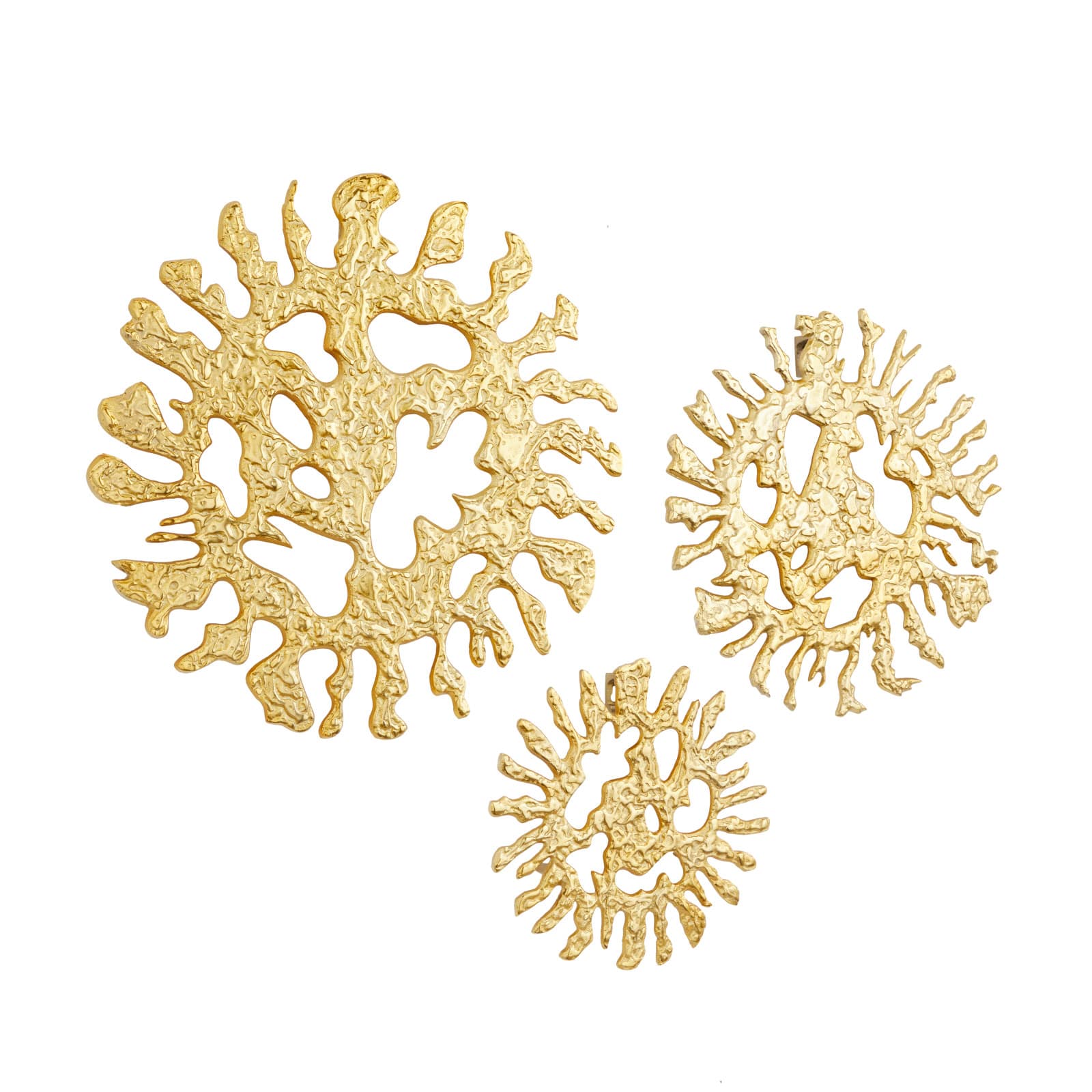 Set of 3 Gold Aluminum Modern Wall Decor, 25" x 25" x 3"