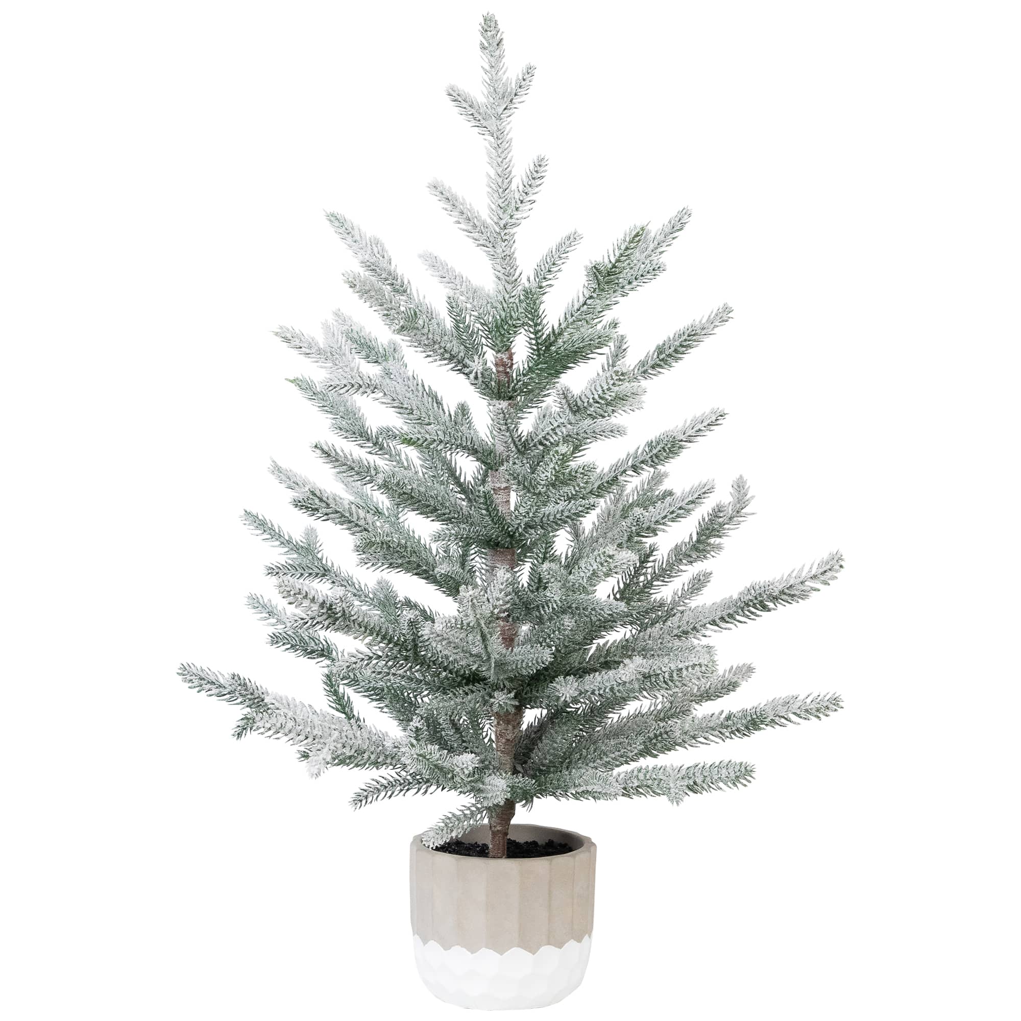 Northlight 26" Unlit Flocked Potted Artificial Christmas Snowy Tree