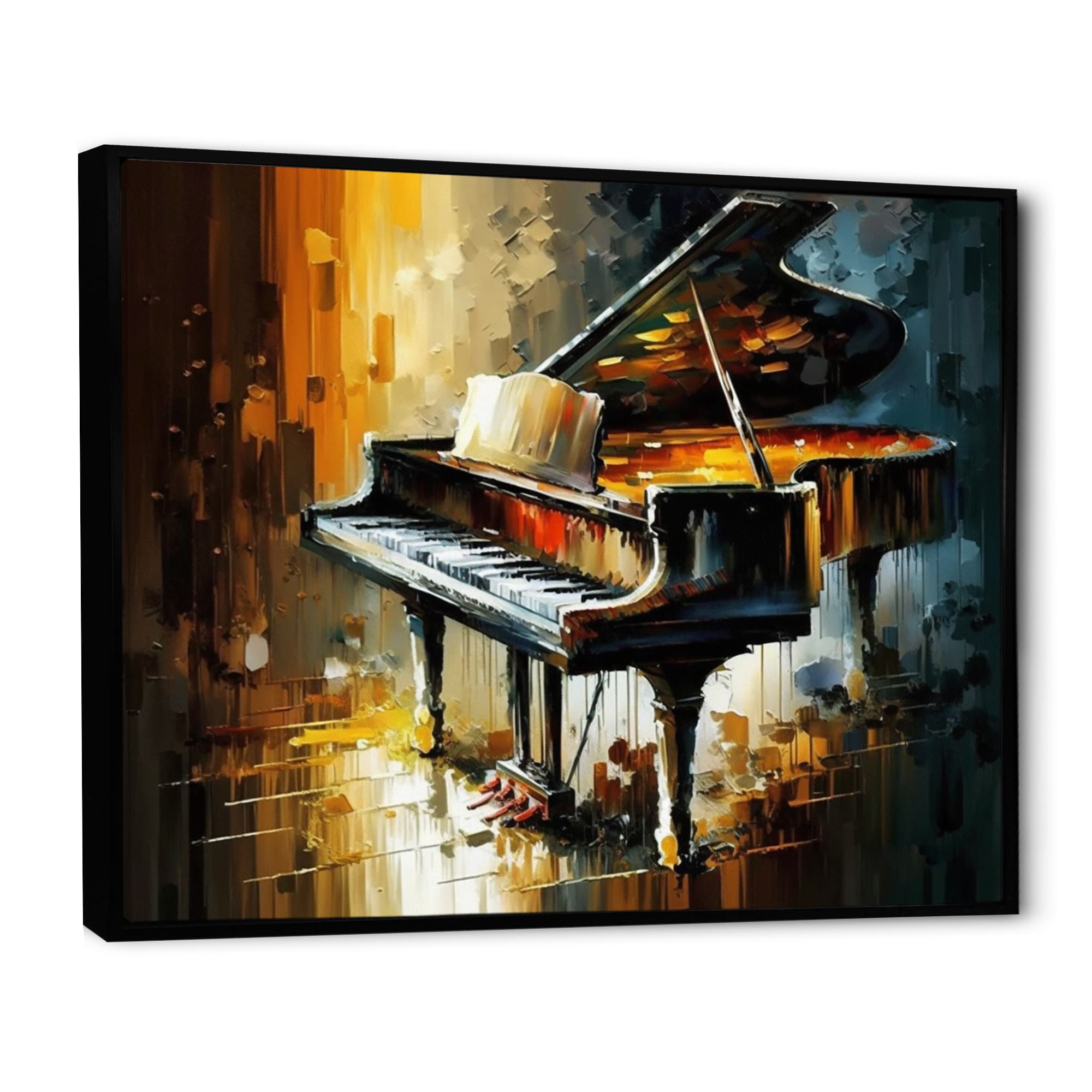 Designart 'Piano On Stage' Music Framed Canvas Wall Art