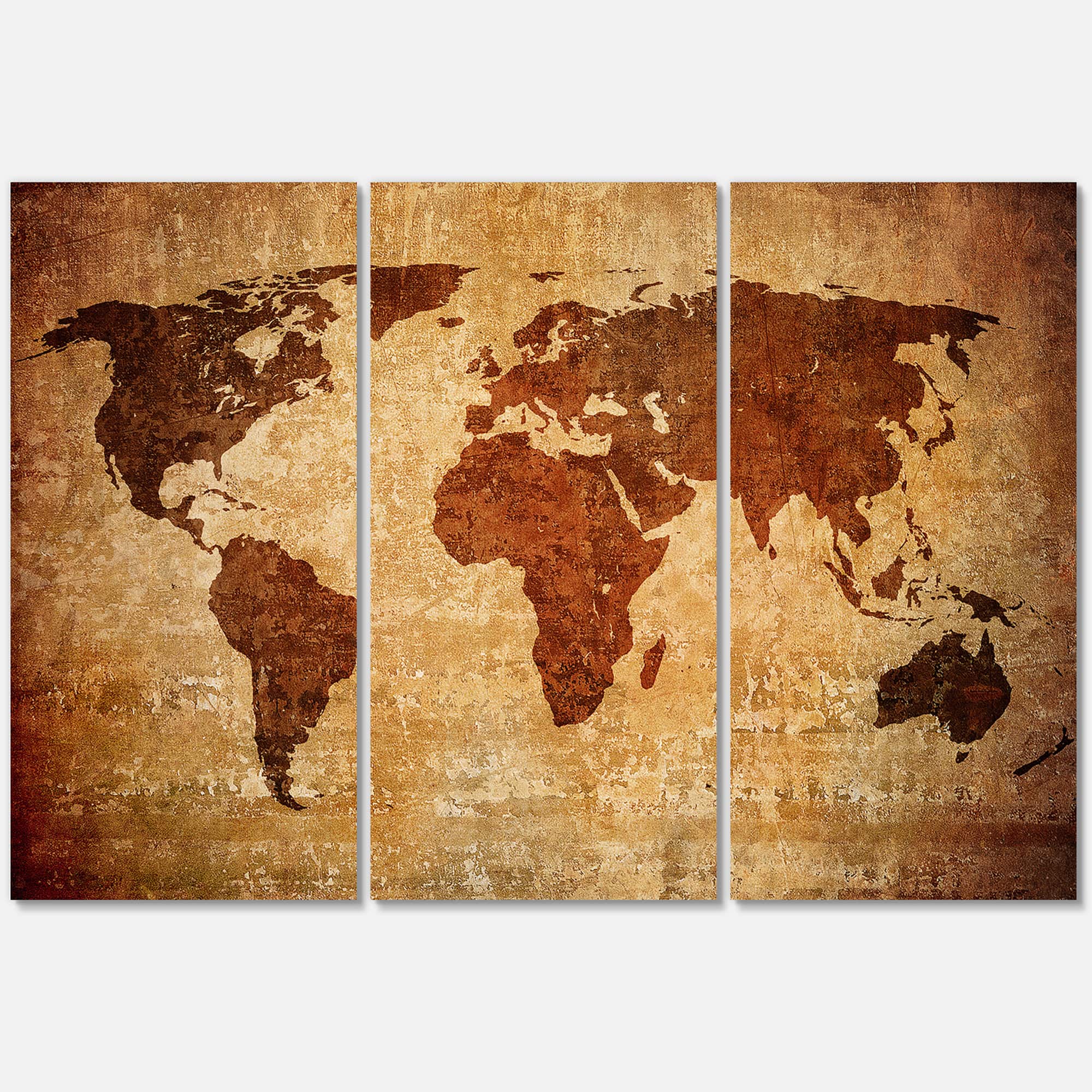 Designart - Ancient Map of The World XI - Vintage Canvas Wall Art Print