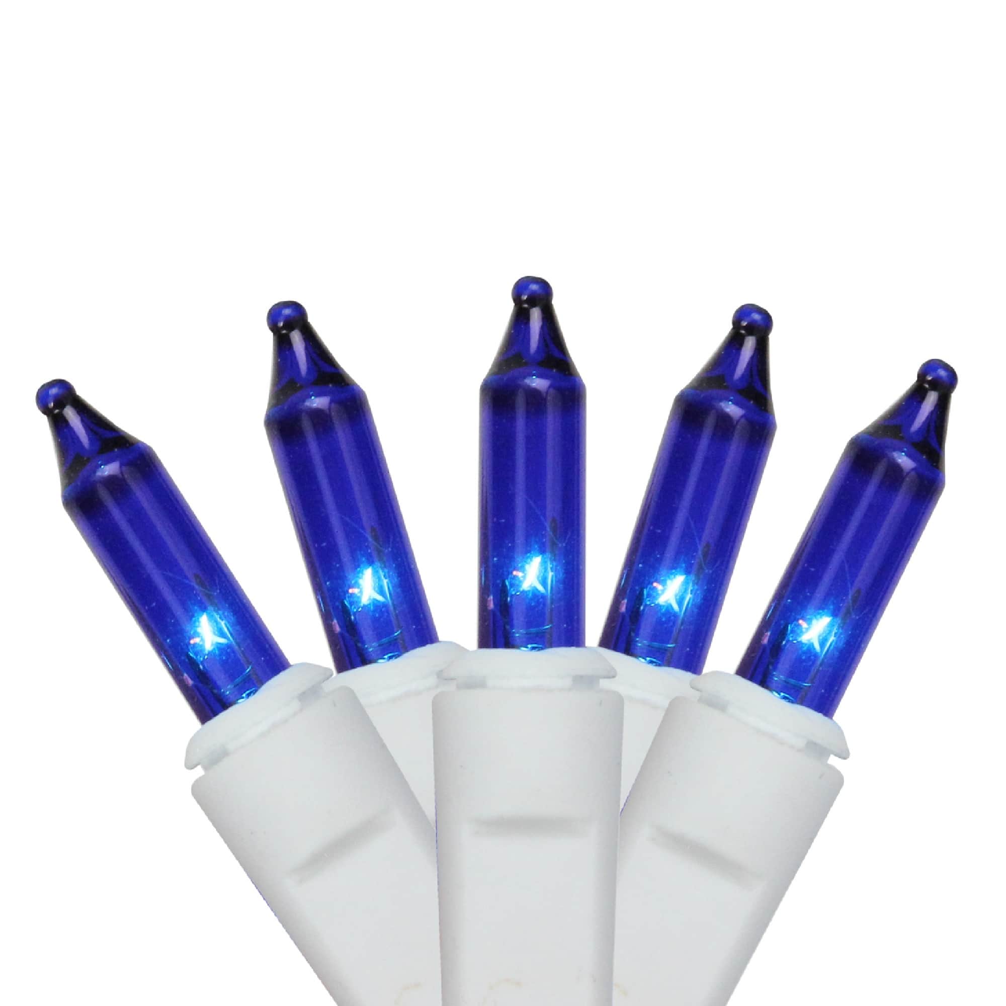 50 Blue Mini Window Curtain Icicle Christmas Lights - 2.6 ft White Wire