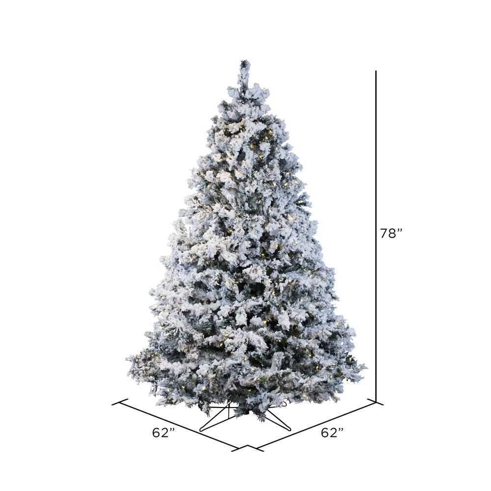 6.5ft. Pre-Lit Flocked Alaskan Pine Artificial Christmas Tree, Pure White Dura-Lit® LED Lights