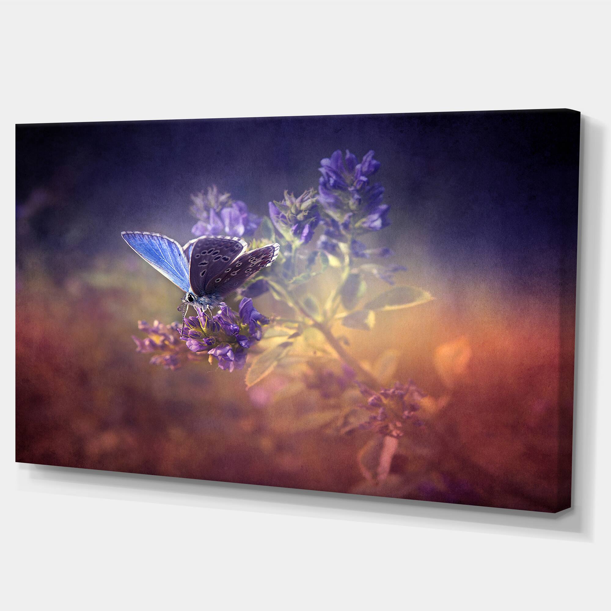 Designart - Vintage Butterfly - Floral Art Canvas Print