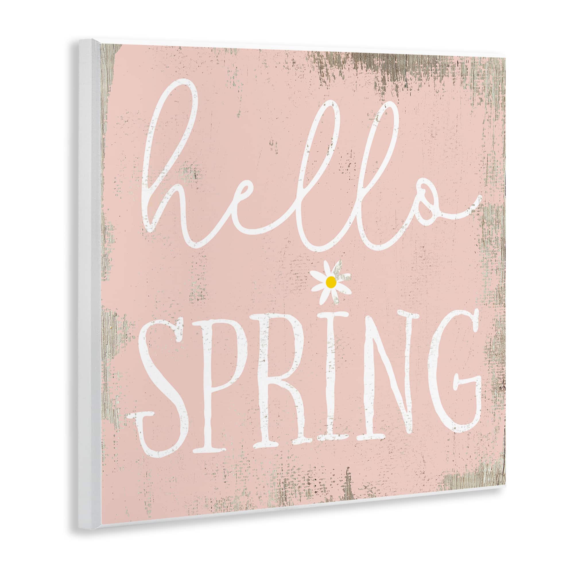 Stupell Industries 12" x 12" Rustic Hello Spring Wall Plaque