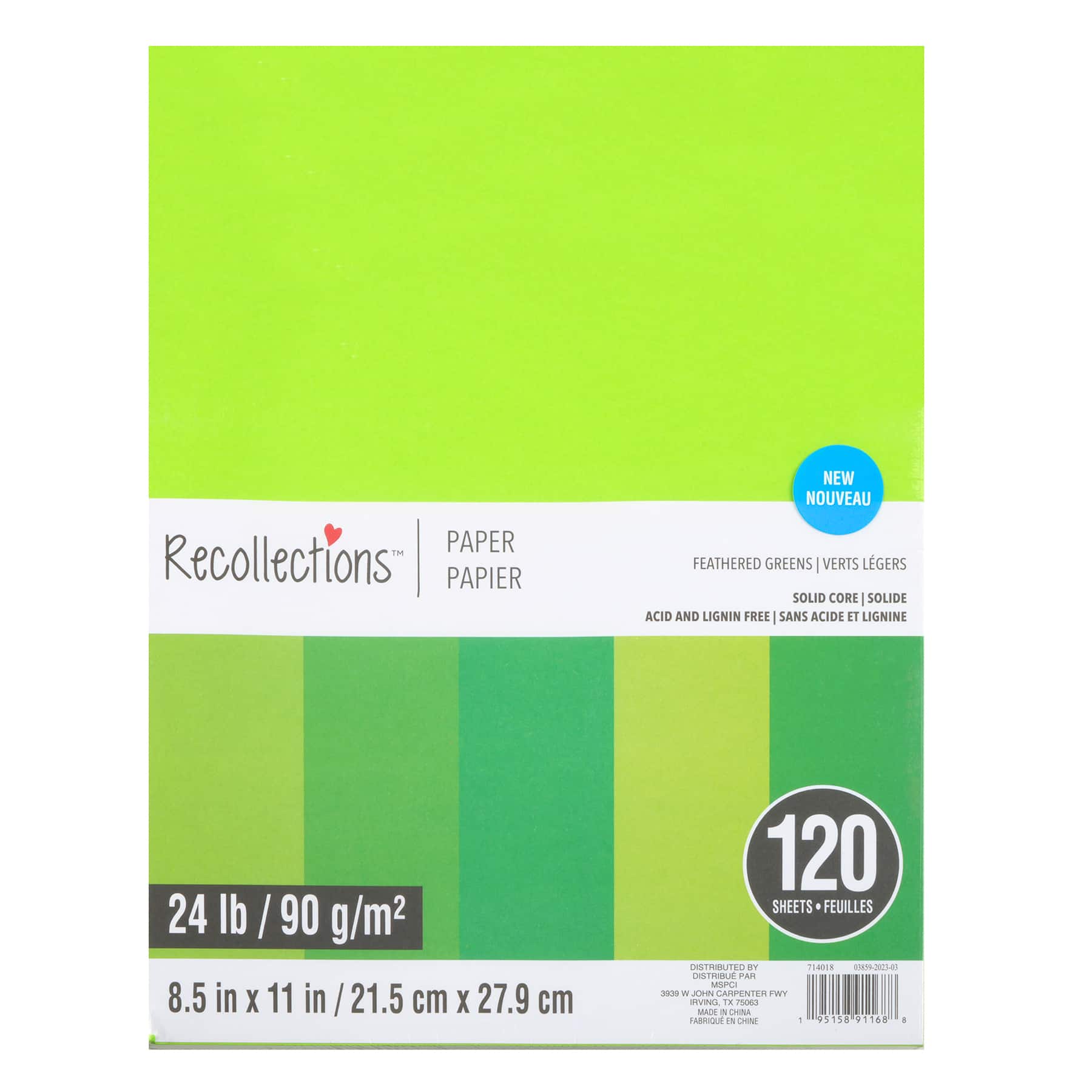 8.5" x 11" Mixed 24lb. Solid Core Paper Pack by Recollections™, 120 Sheets