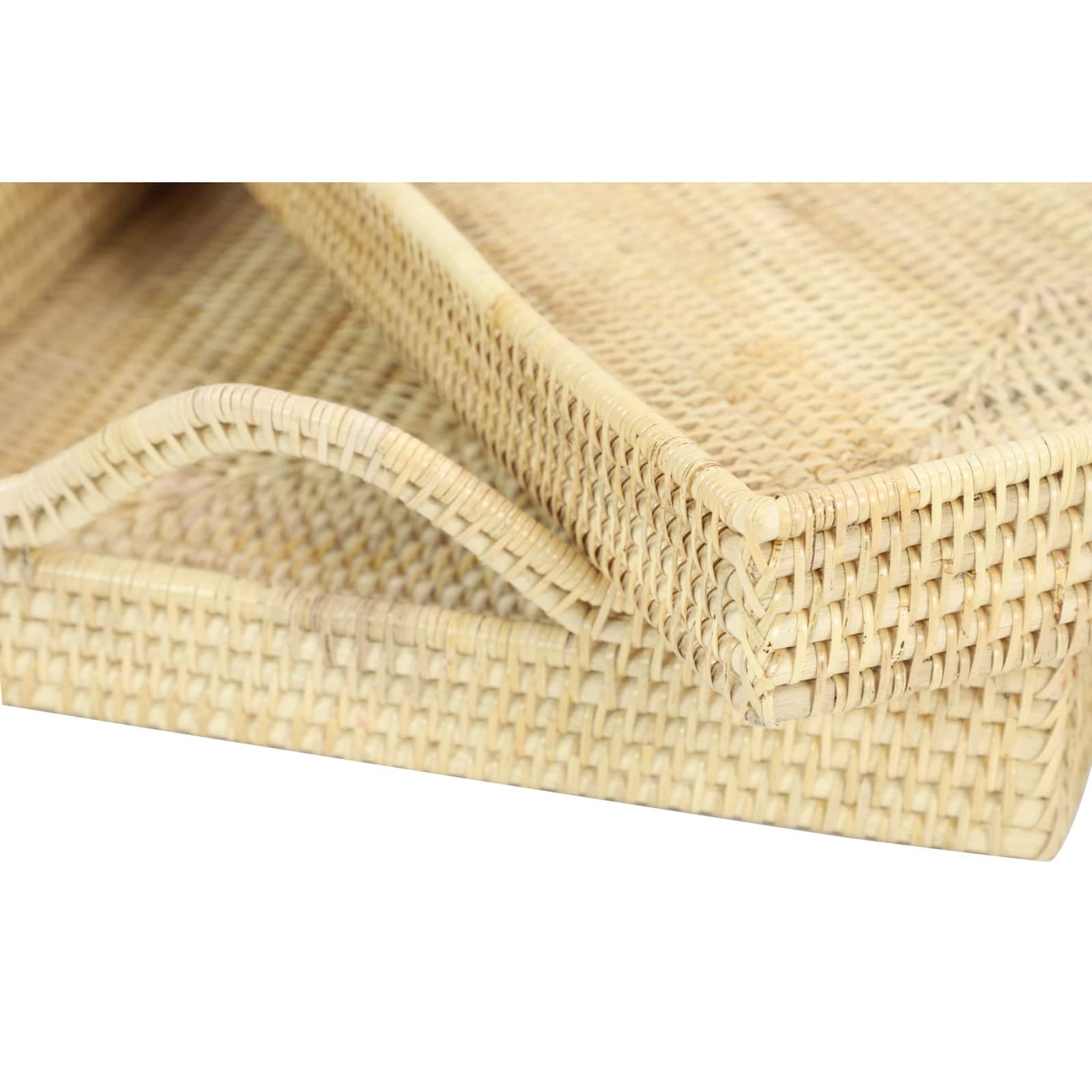 Light Brown Wood Boho Style Tray Set