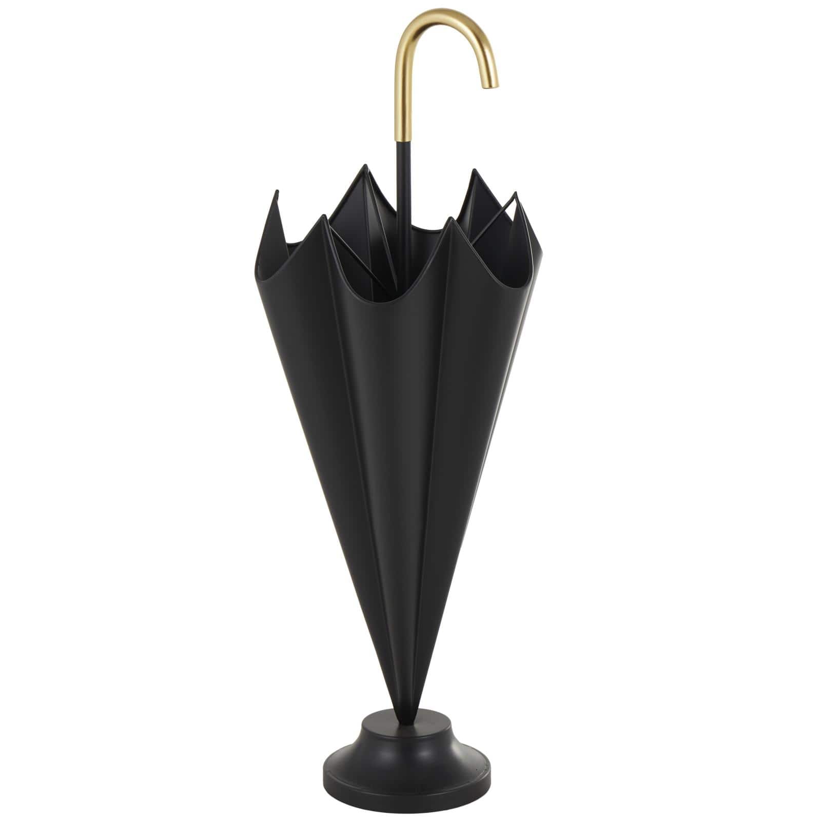 Black Metal Umbrella Stand with Gold Handle