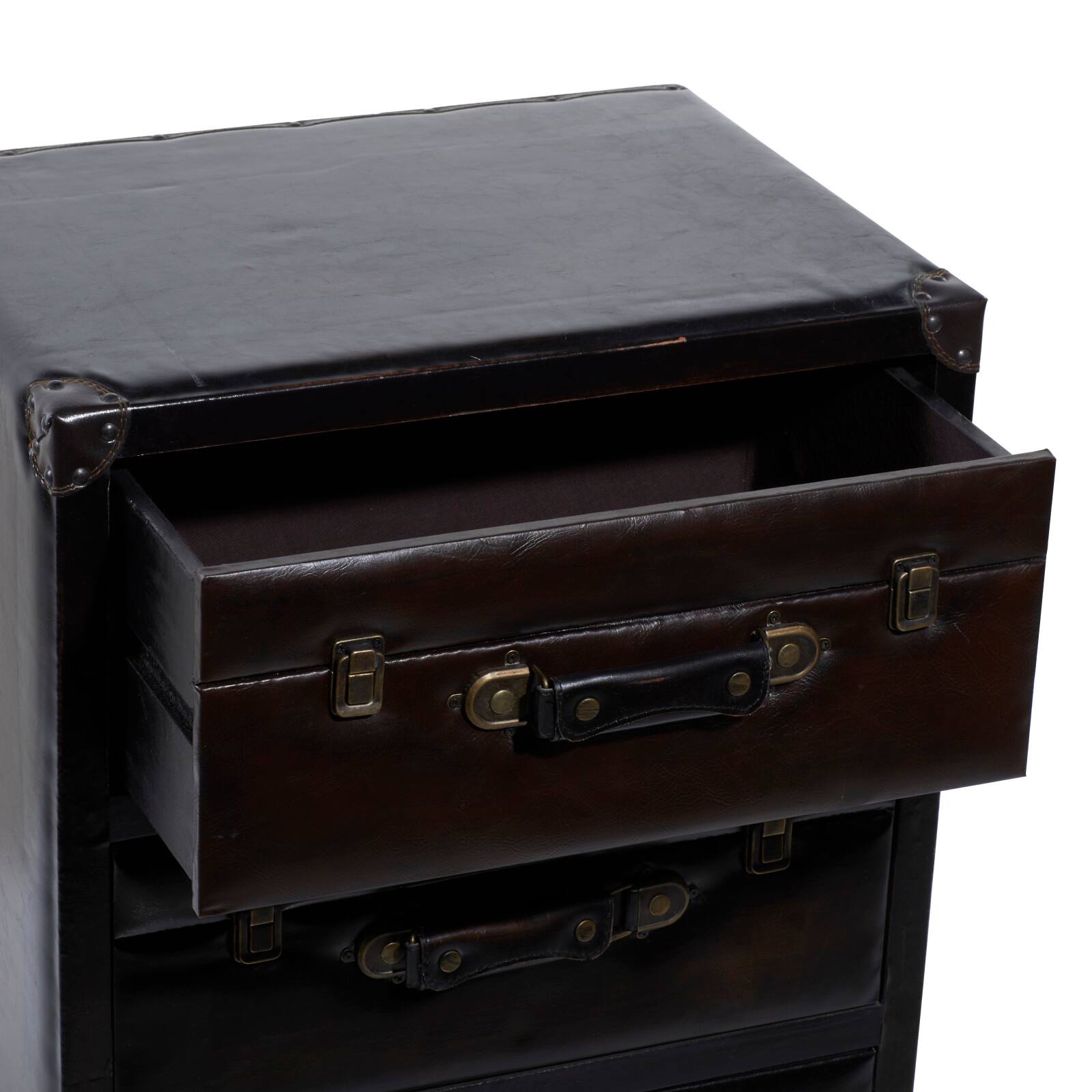 Dark Brown Wood 3-Drawer Traditional Cabinet