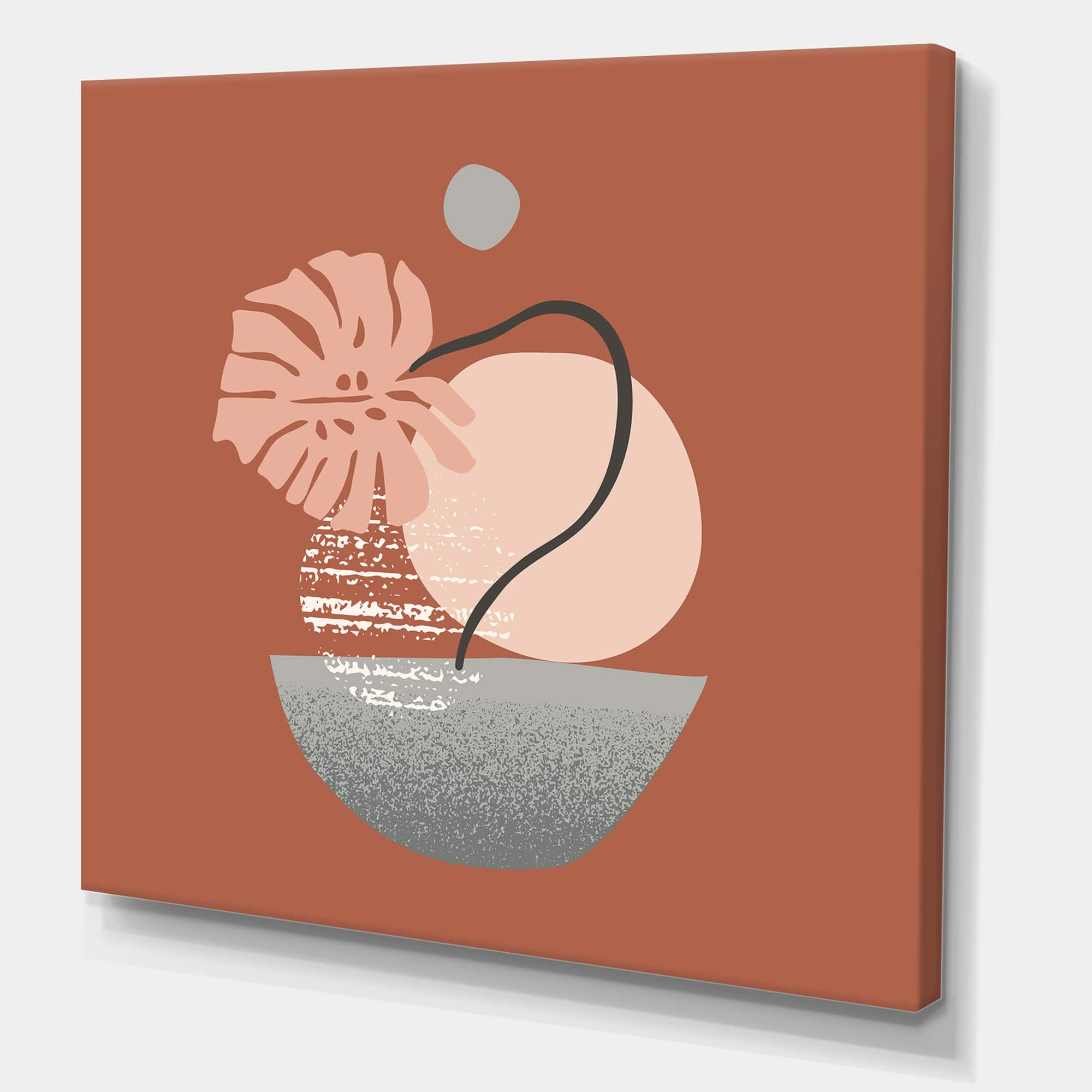 Designart - Tropical Palm Leaf & Abstract Geometry Shapes IV - Modern Canvas Wall Art Print