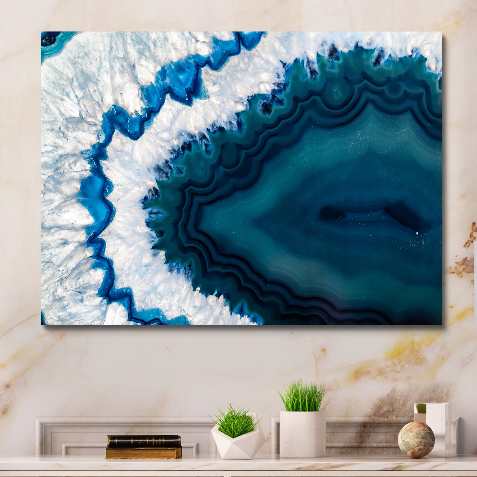 Designart - Blue Brazilian Geode - Abstract Canvas Wall Art Print