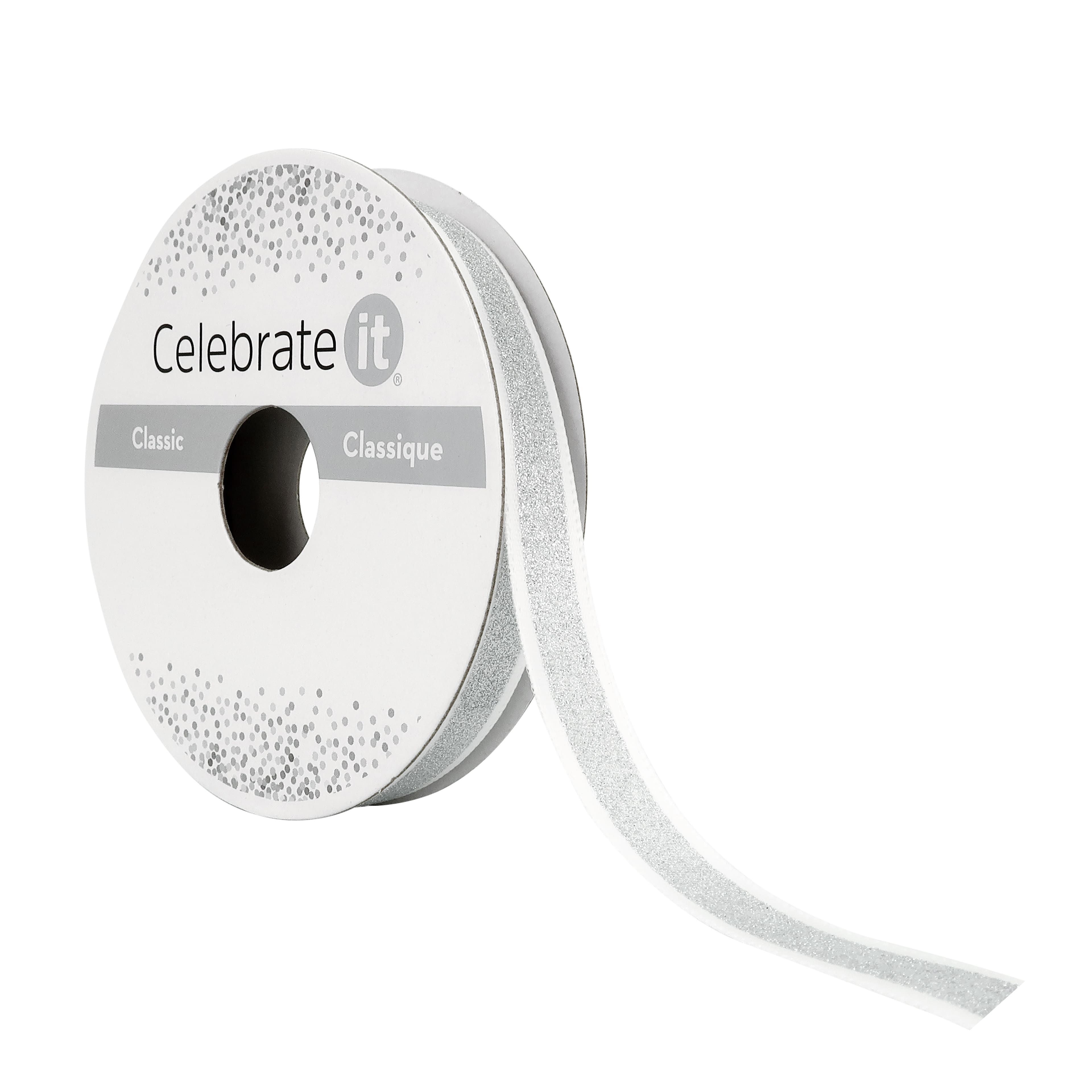 12 Pack: 3/8" x 7yd. Satin Glitter Ribbon by Celebrate It®