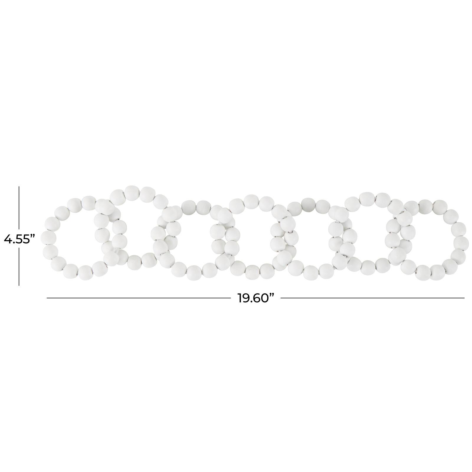 20" White Wood Chain Beaded 7 Link Sculpture