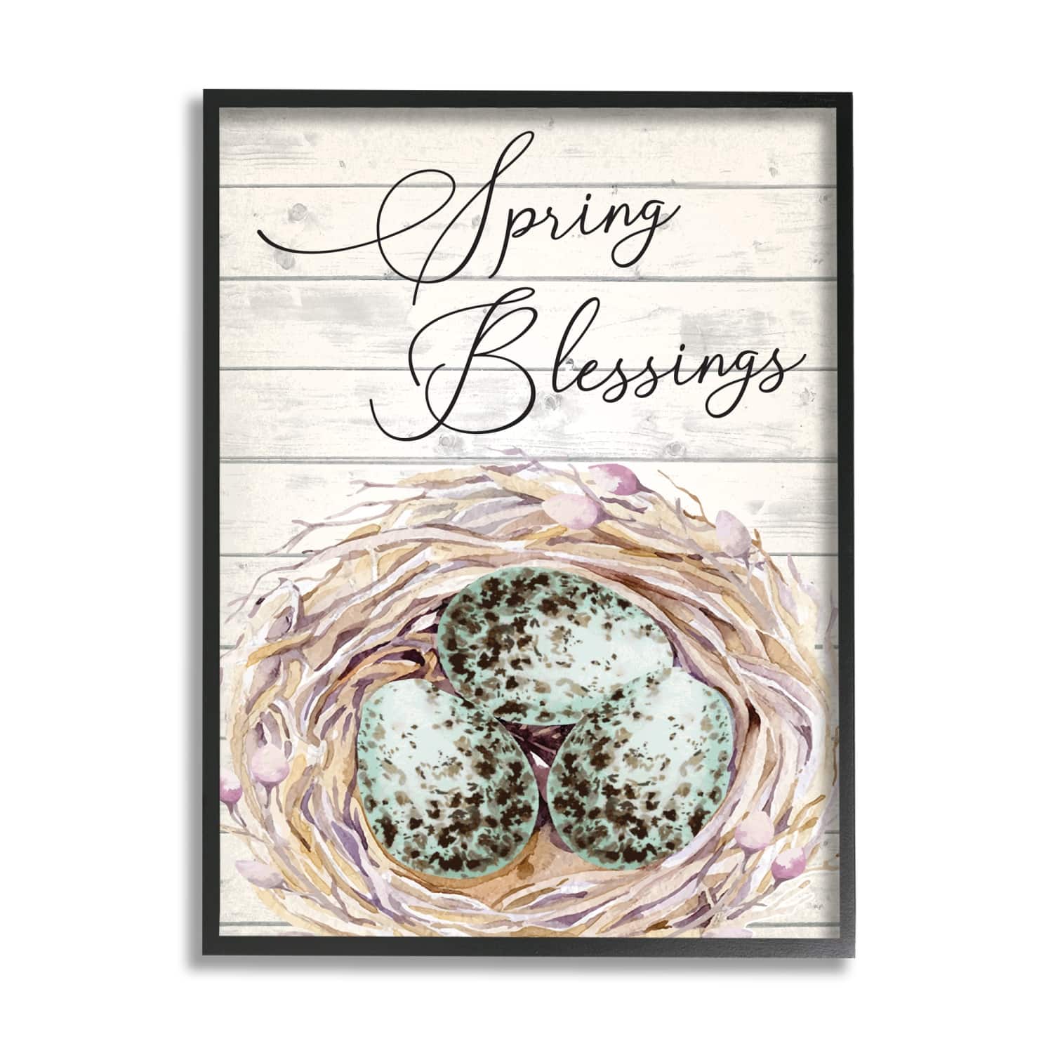 Stupell Industries Spring Blessings Bird Nest Nature Framed Giclee Art