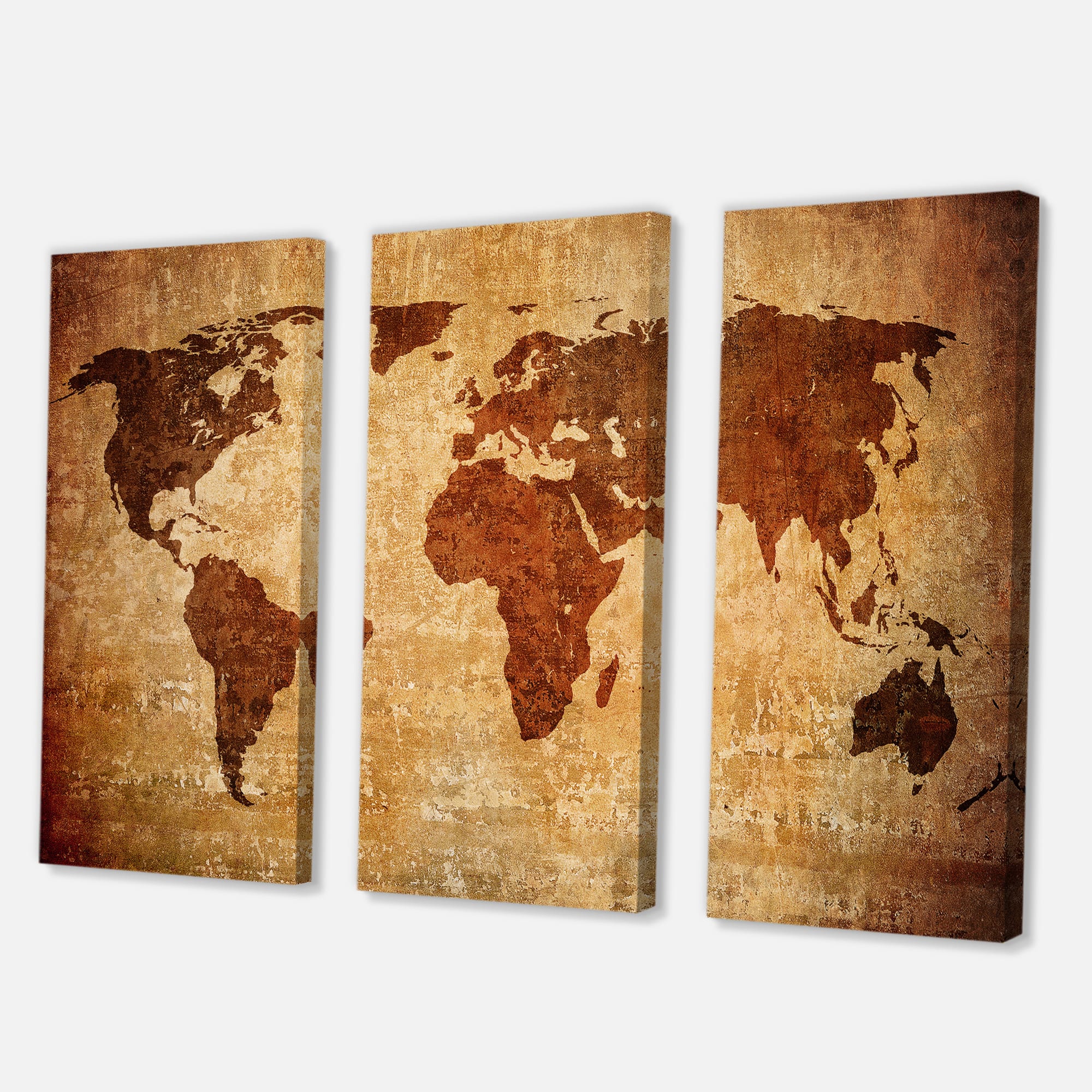 Designart - Ancient Map of The World XI - Vintage Canvas Wall Art Print