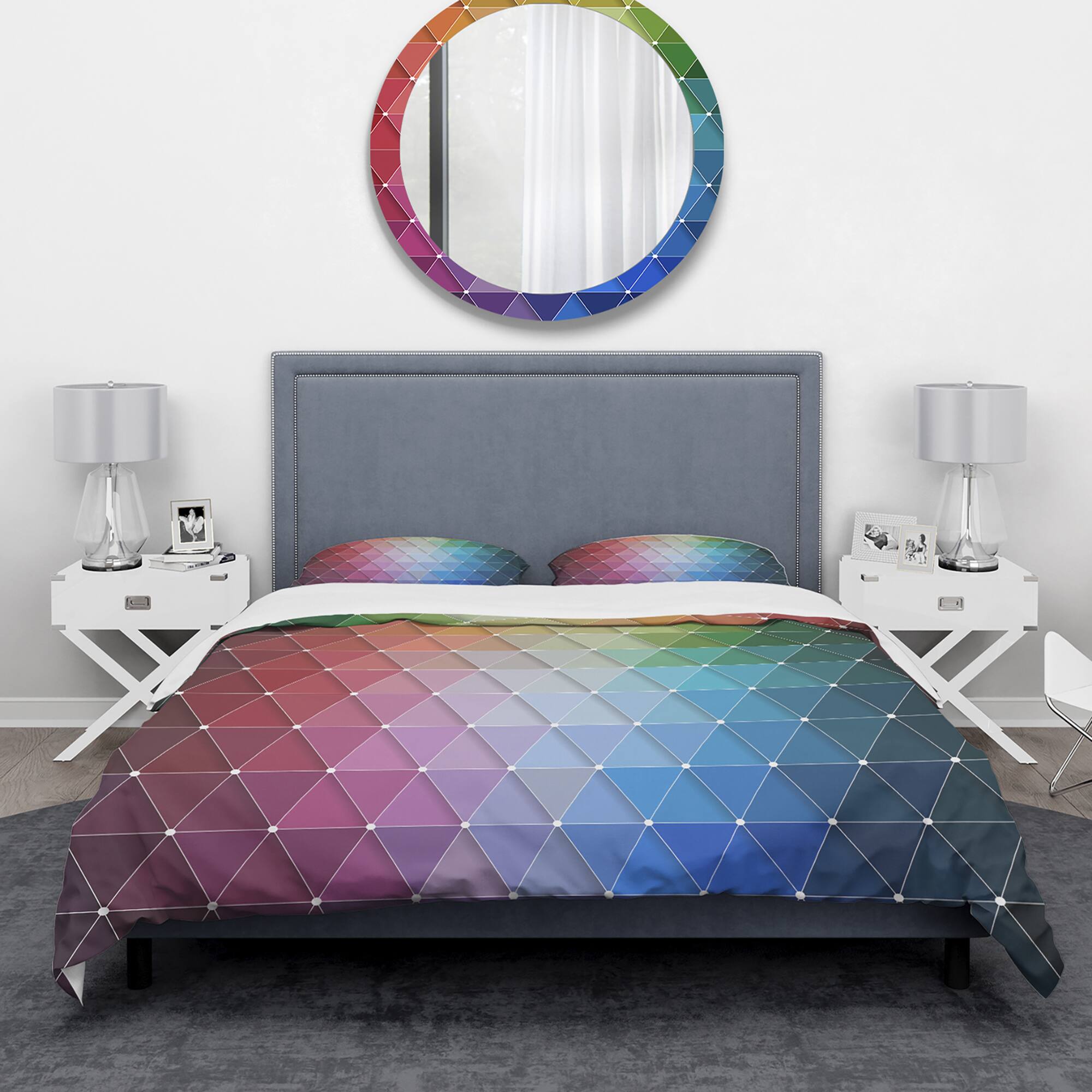 Designart 'Rainbow Triangular Geometry ' Modern & Contemporary Bedding Set