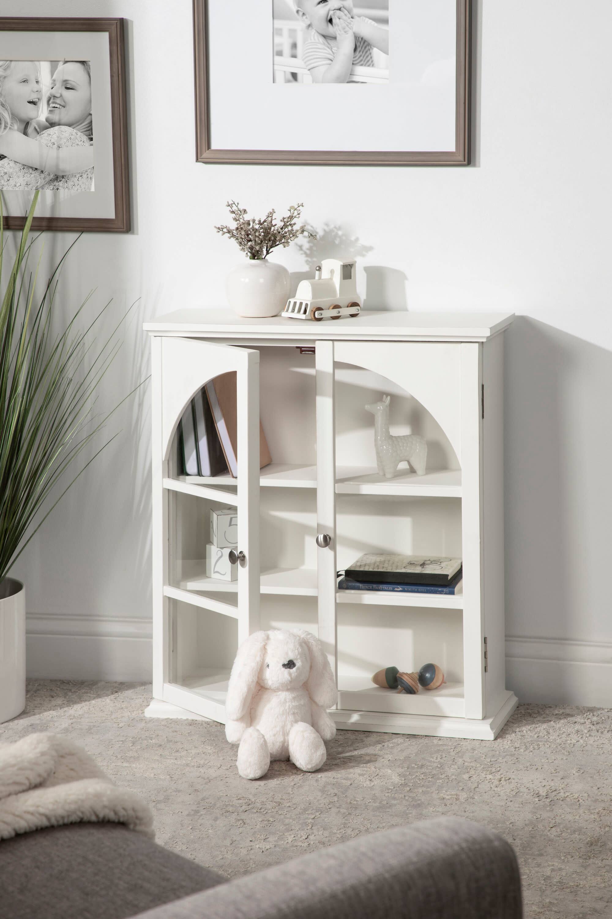 Kate and Laurel White Walsted Decorative Wood Arch Cabinet