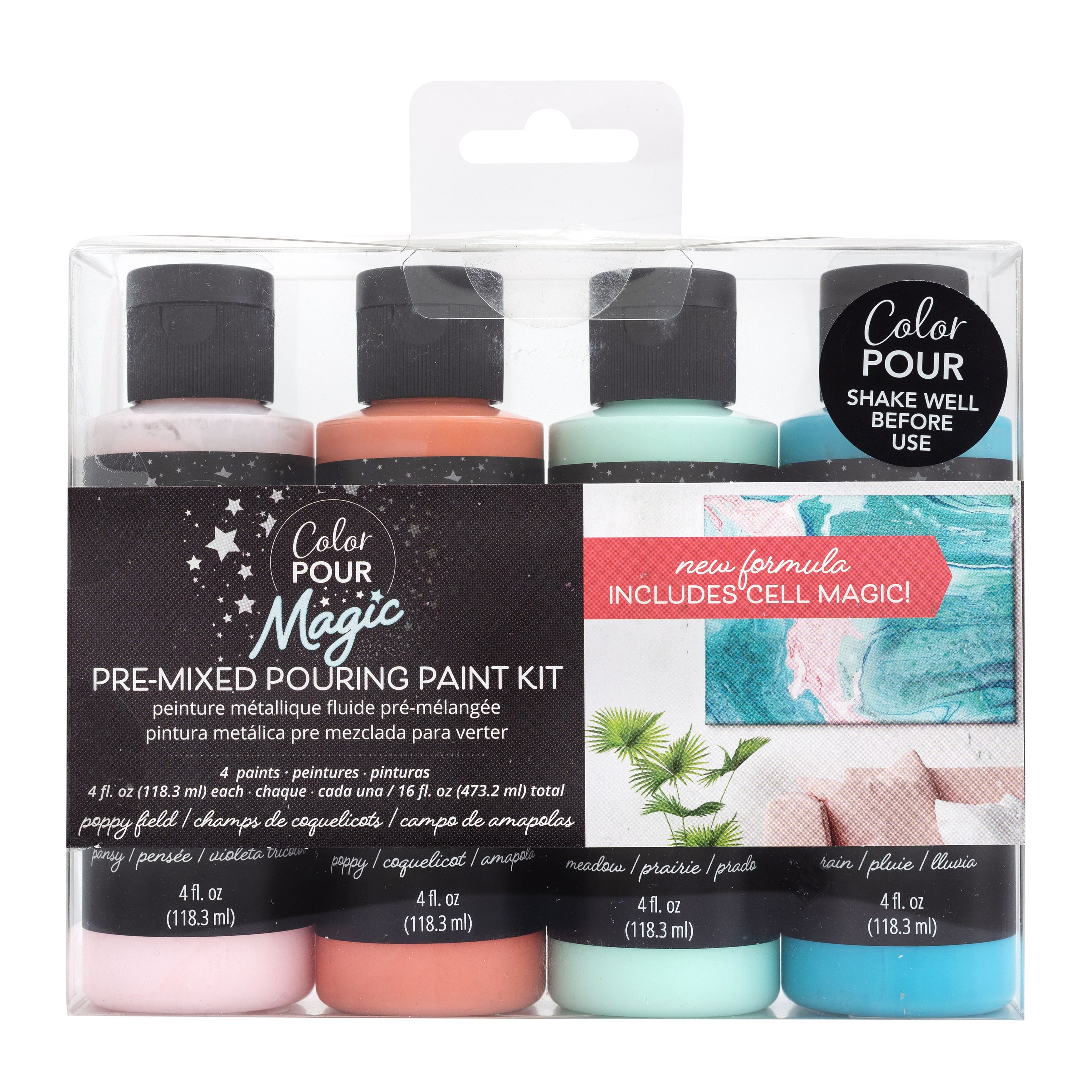 Color Pour Magic Poppy Field Pre-Mixed Paint Kit, 4ct.