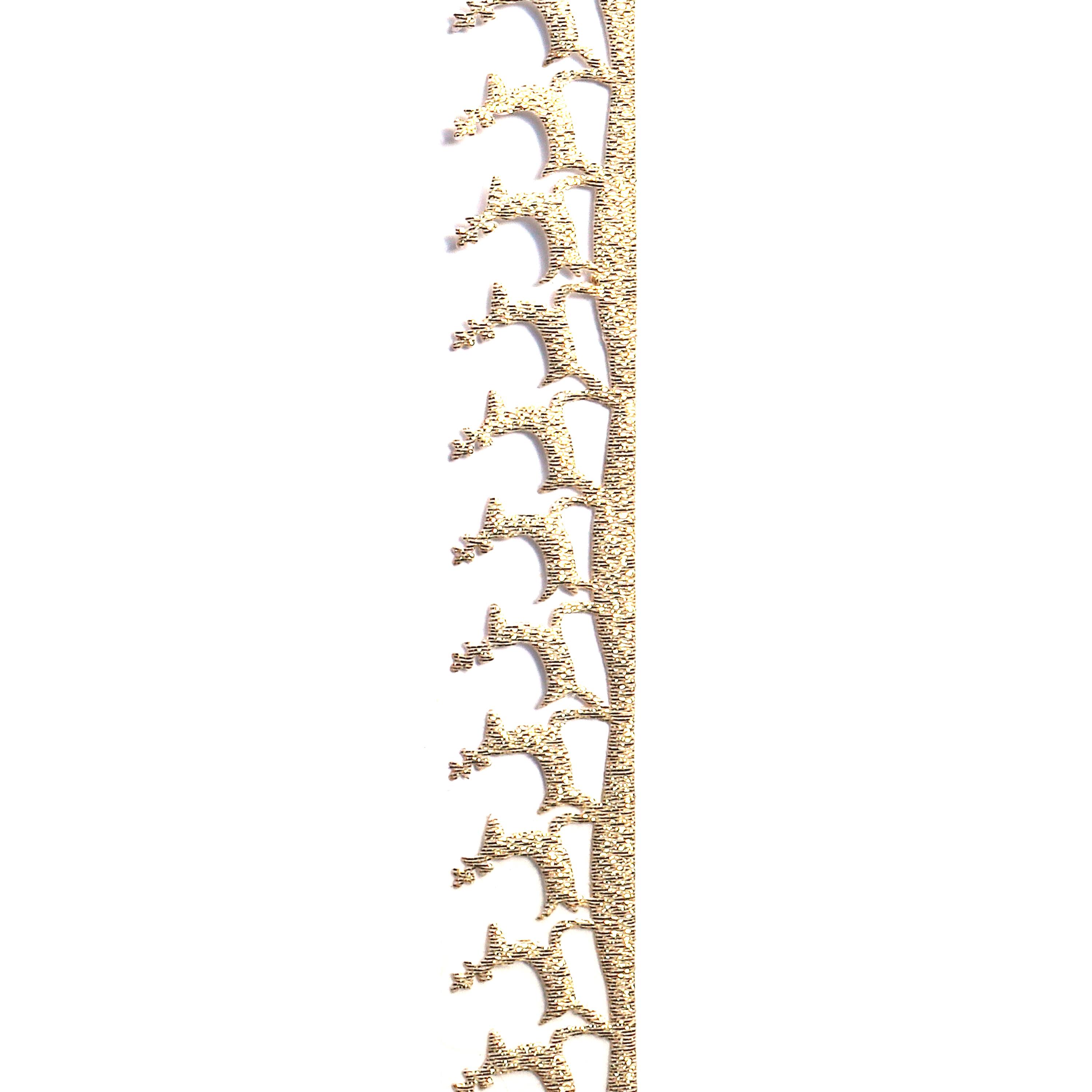 Gwen Studios 7/8" x 3yd. Die Cut Metallic Reindeer Christmas Ribbon