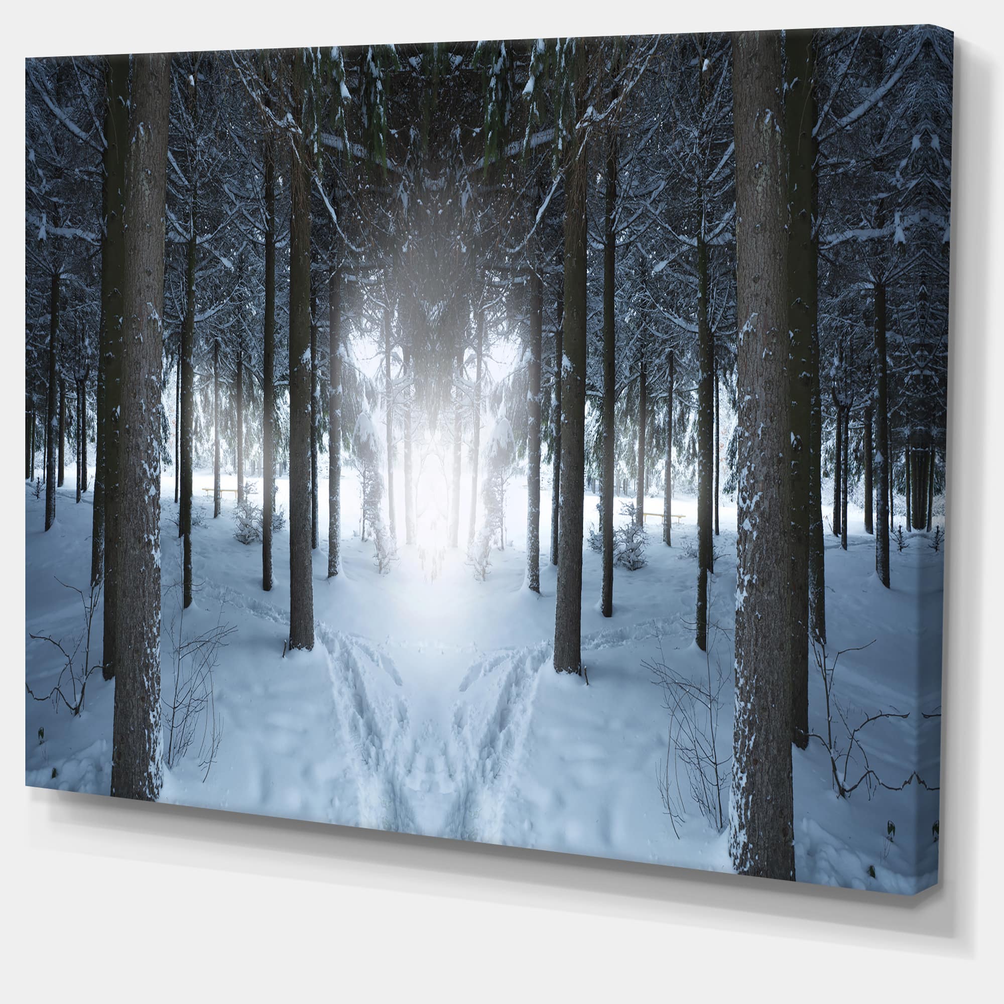 Designart - Winter Forest with Dark Woods - Landscape Canvas Art Print
