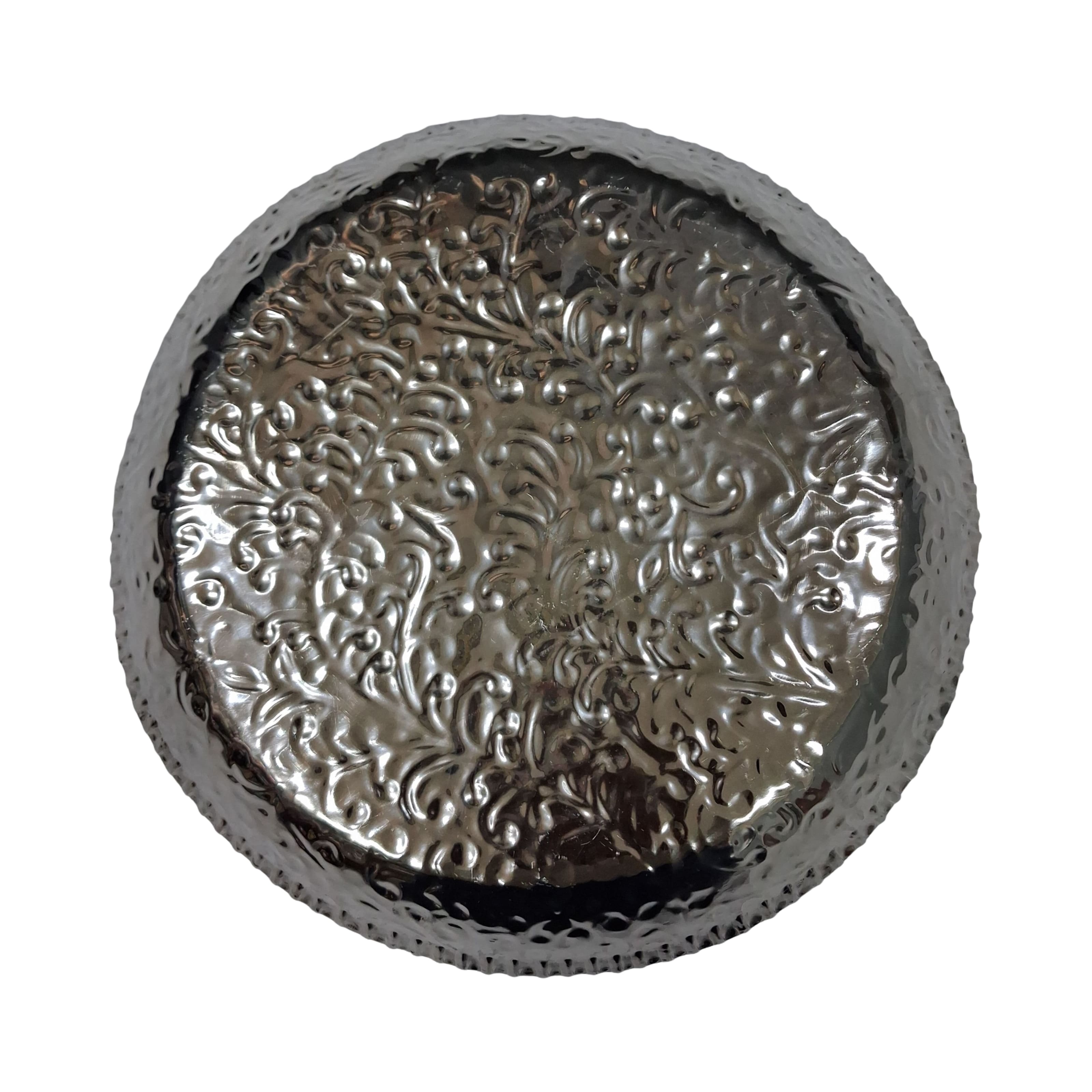 13" Silver Etched Round Metal Tray by Ashland®