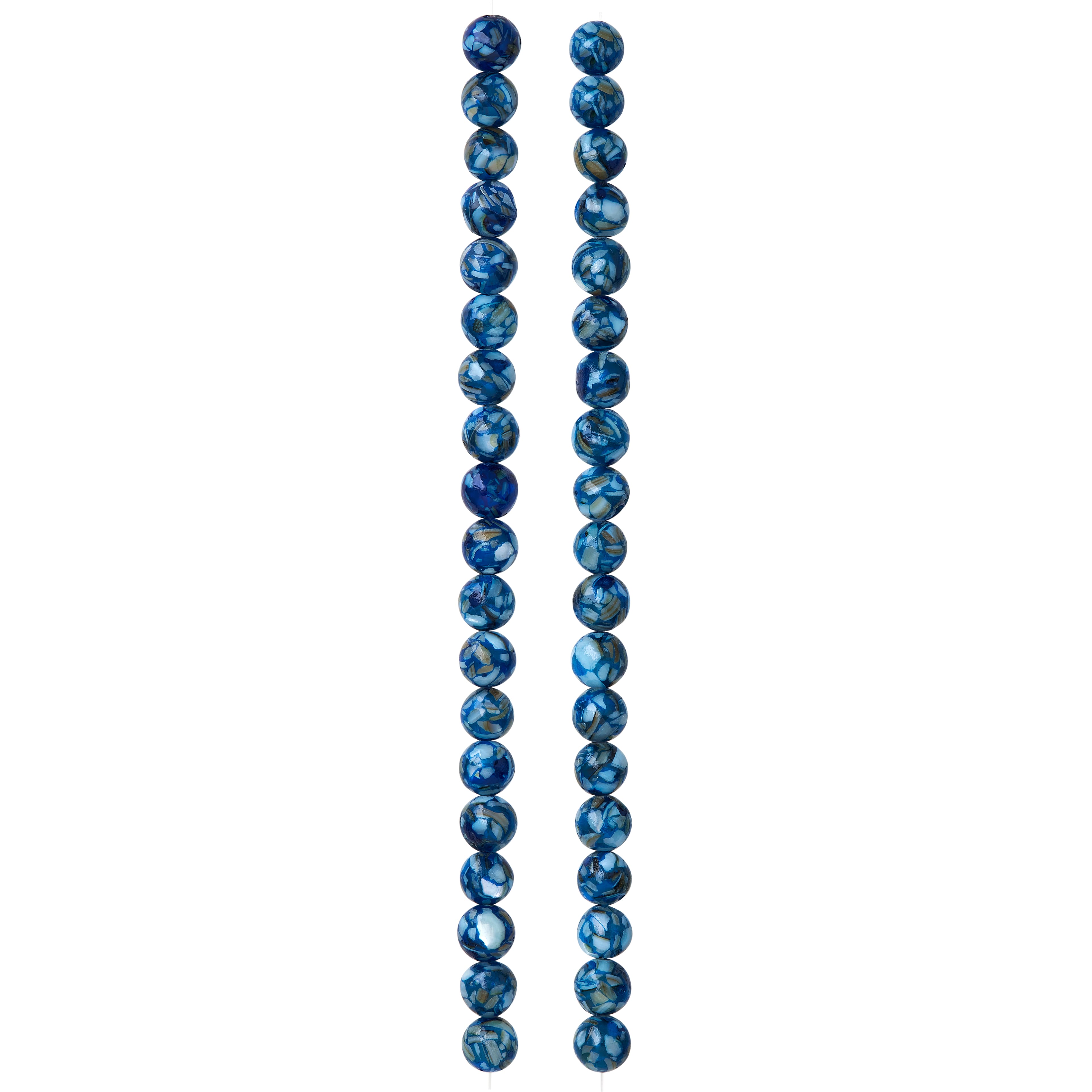 12 Pack:  Blue Reconstituted Shell Round Beads, 6mm by Bead Landing™