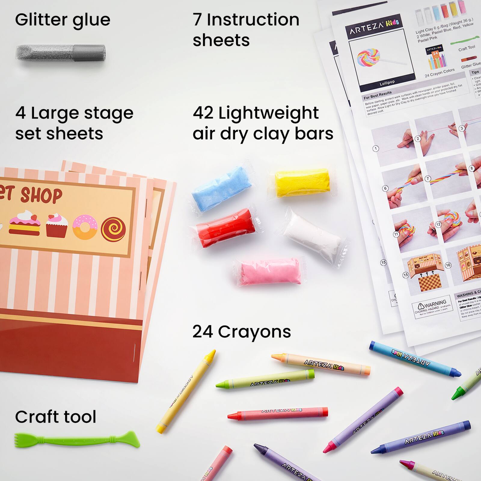 Arteza® Kids Sweet Shop Medium Stage Clay Kit, 72 pcs