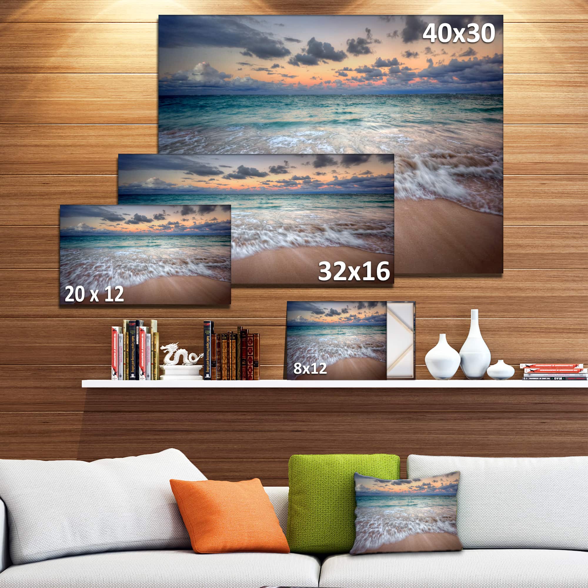 Designart - Waves Crashing Serene Seashore - Seascape Canvas Art Print