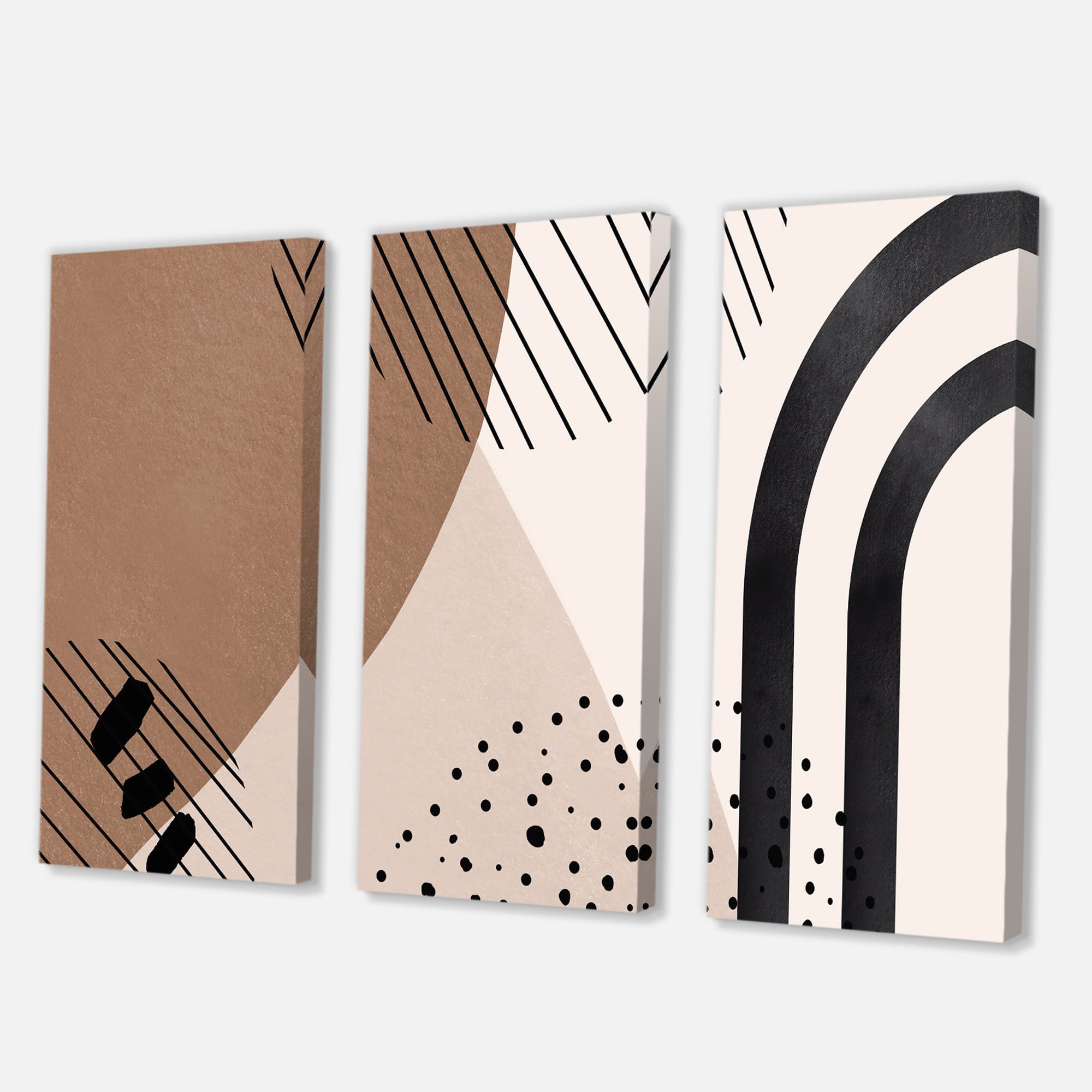 Designart - Abstract Shapes in Terracotta and Ivory Shapes I - Modern Canvas Wall Art Print