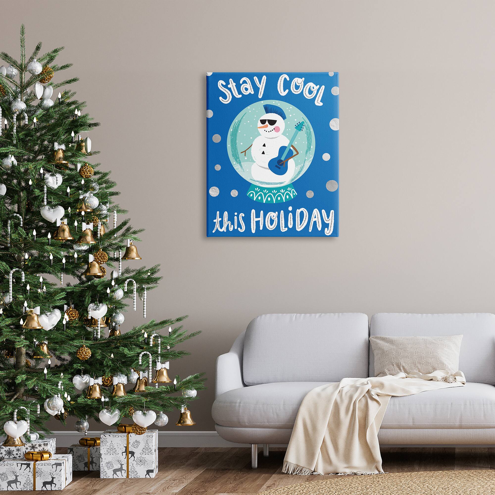Stupell Industries Stay Cool This Holiday Musician Snowman Canvas Wall Art