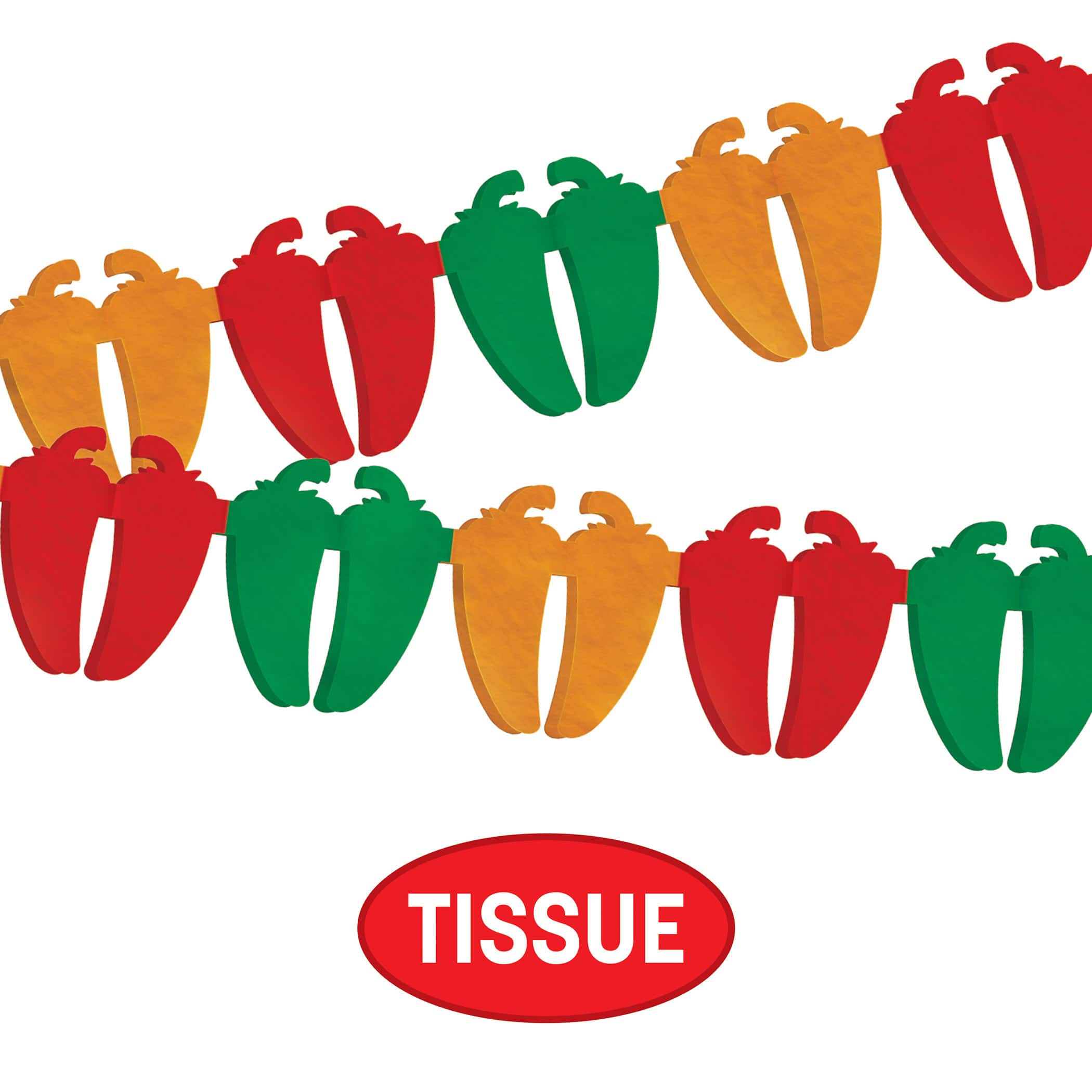 Beistle 12ft. Red, Orange & Green Chili Pepper Tissue Garland Pack, 2ct.