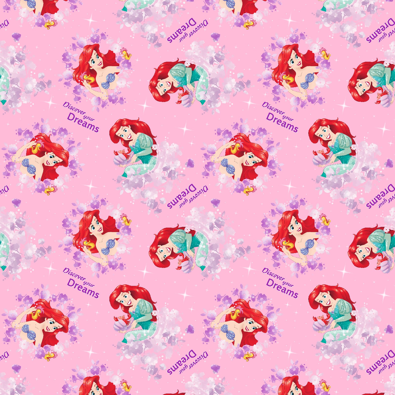 Disney® Princess Ariel Pink Discover Your Dreams Cotton Fabric