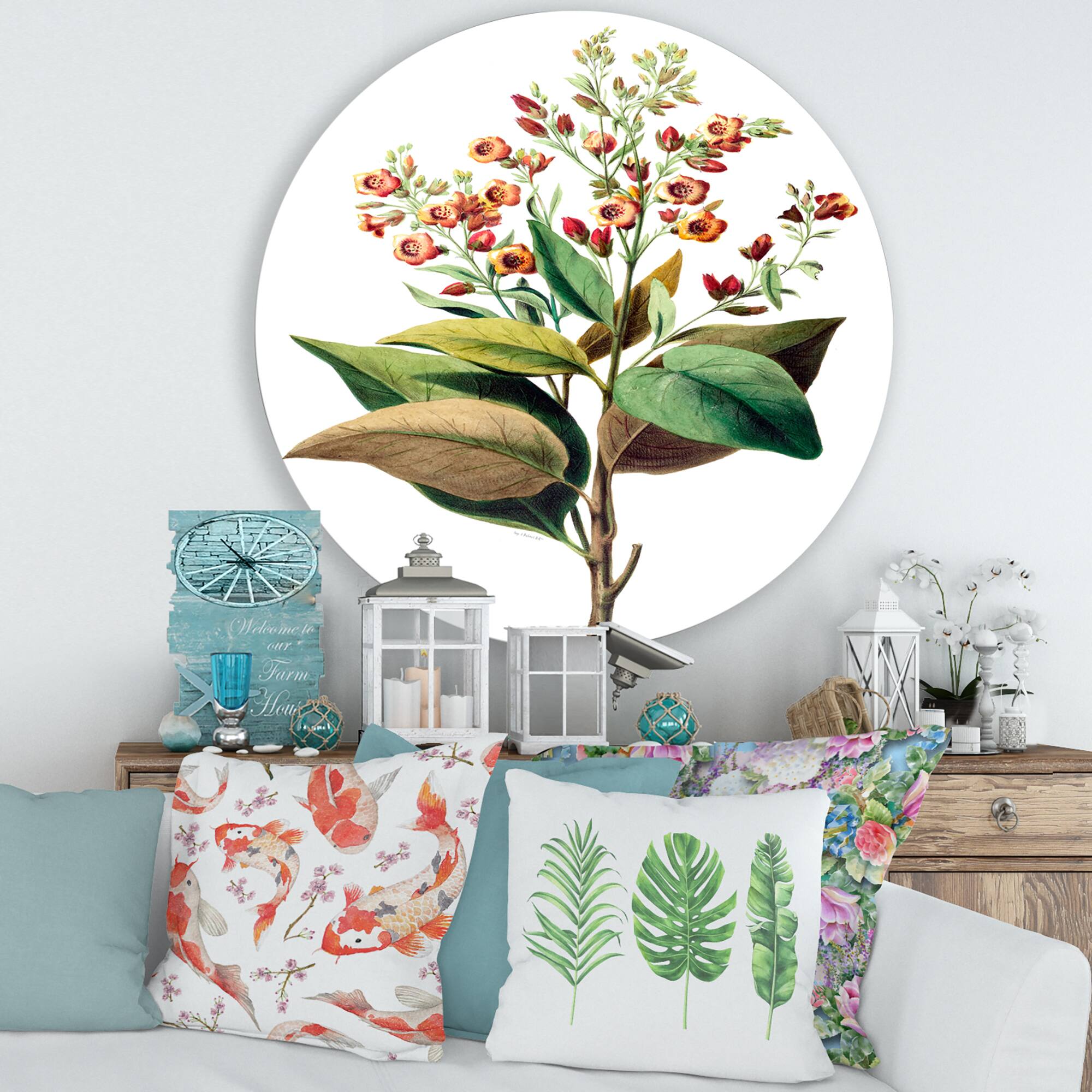 Designart - Vintage American Flowers II - Traditional Metal Circle Wall Art