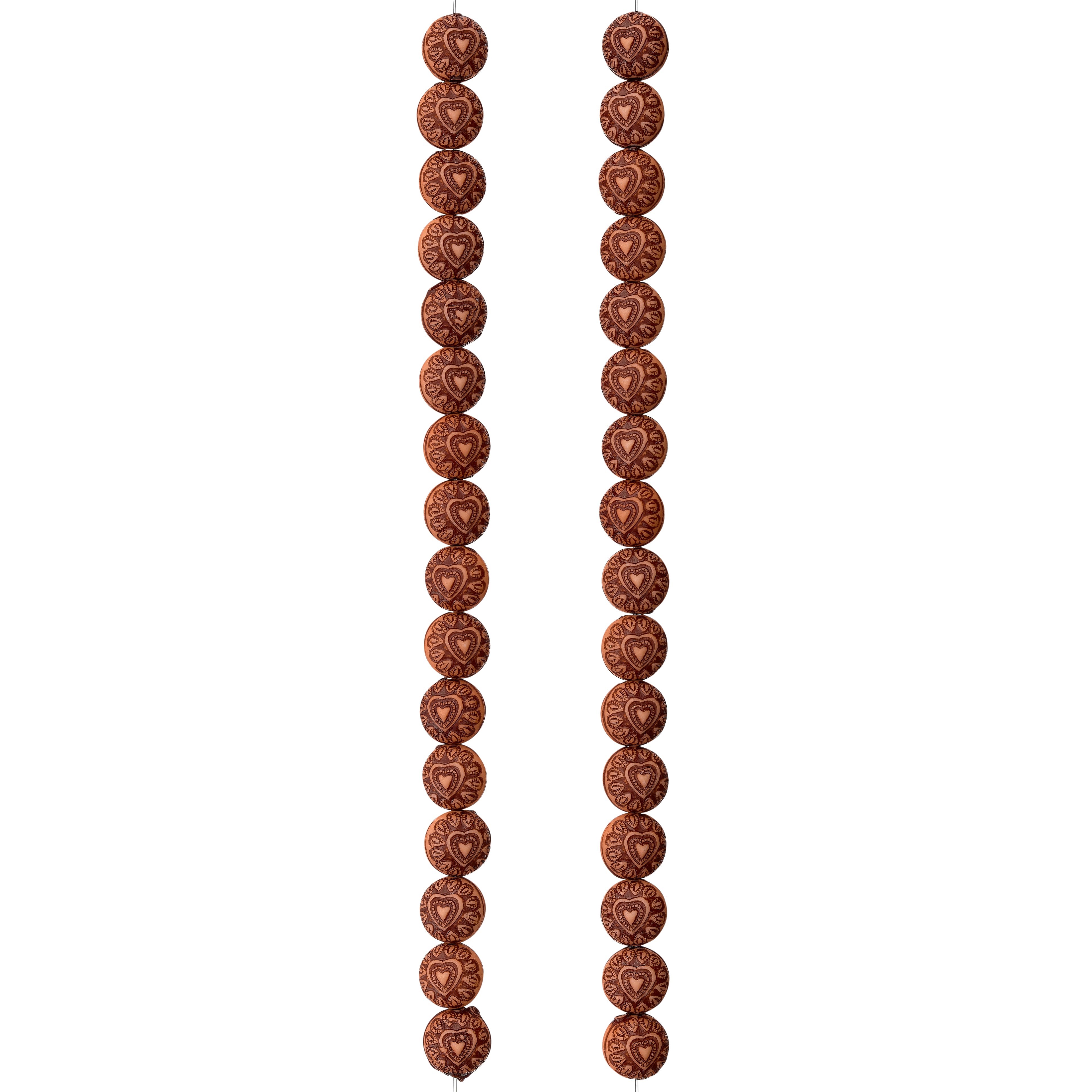 12 Packs: 32 ct. (384 total)  Amber Heart Design Resin Round Beads, 10mm by Bead Landing™