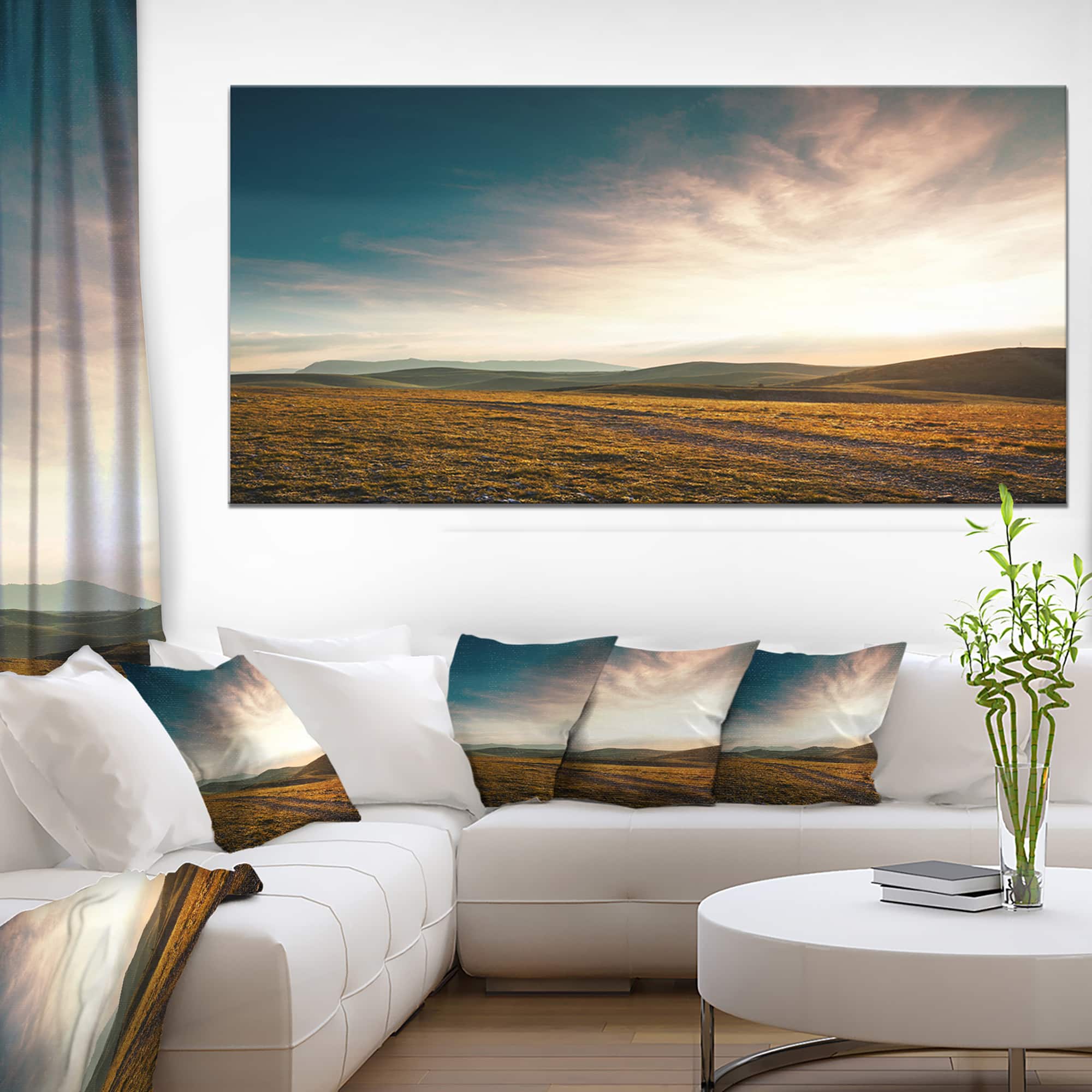 Designart - Pathway over Mountains At Sunset - Oversized Landscape Canvas Art
