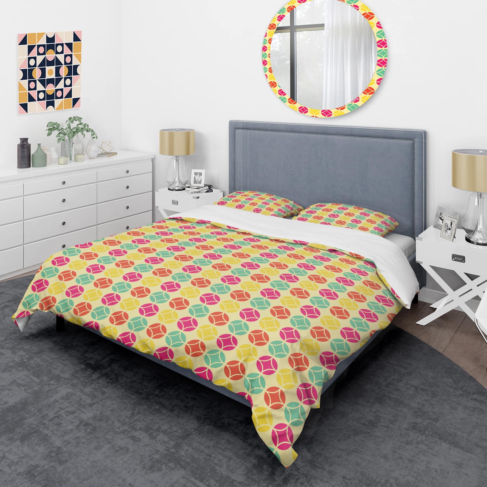 Designart 'Retro Circular Pattern VII' Mid-Century Duvet Cover Set