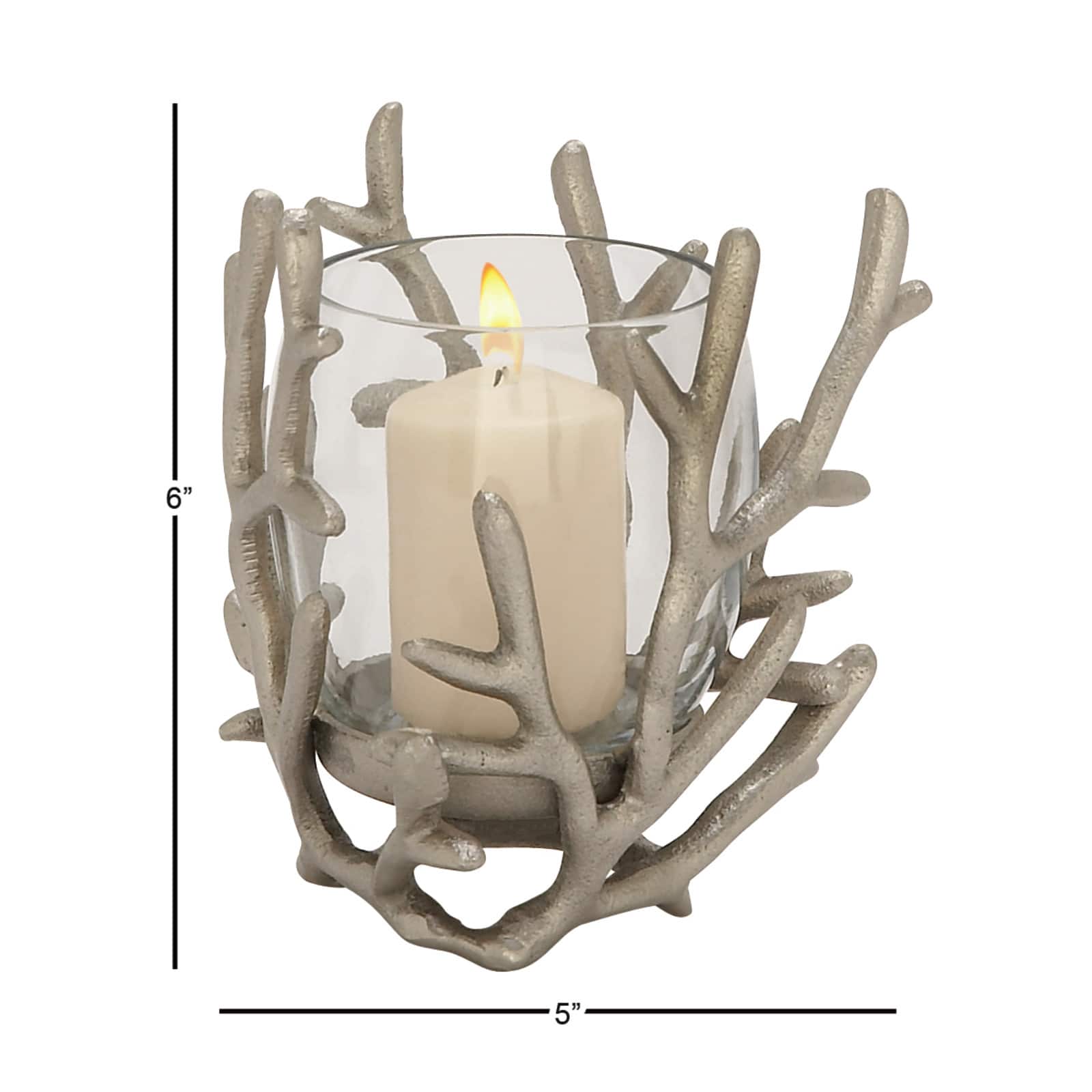 6" Silver Aluminum Coastal Candle Holder