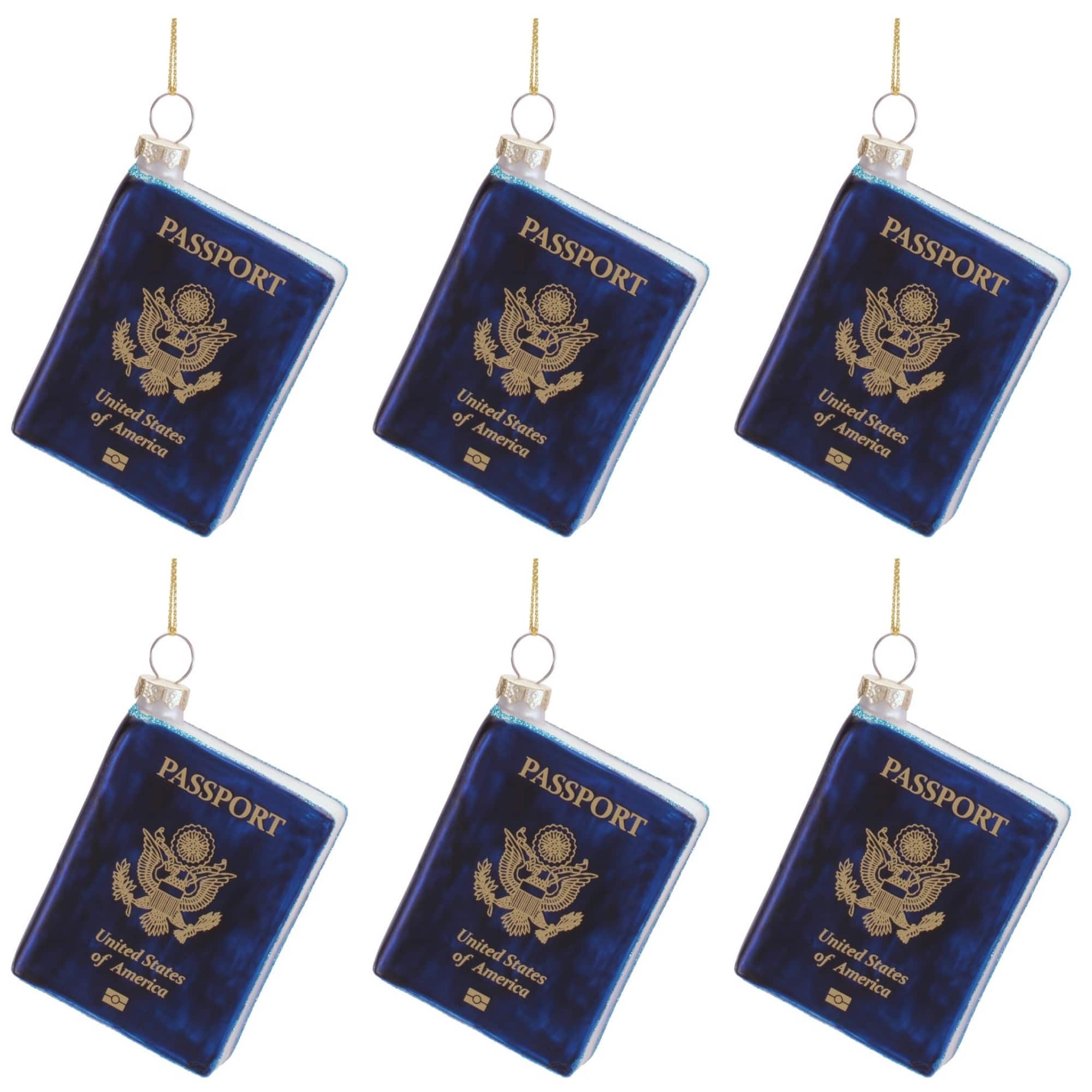 Melrose 3" Passport Glass Ornaments, 6ct.