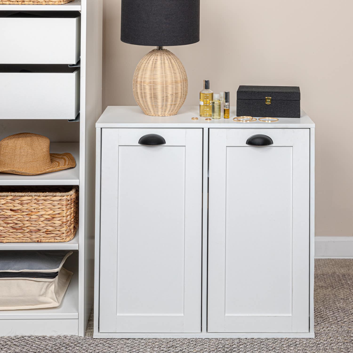 Household Essentials 30" Scandi White Finish Laundry Sorter Cabinet