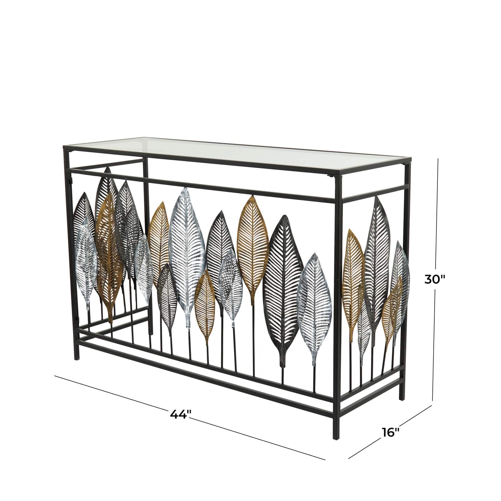 Black Metal Contemporary Console Table, 30" x 44" x 16"